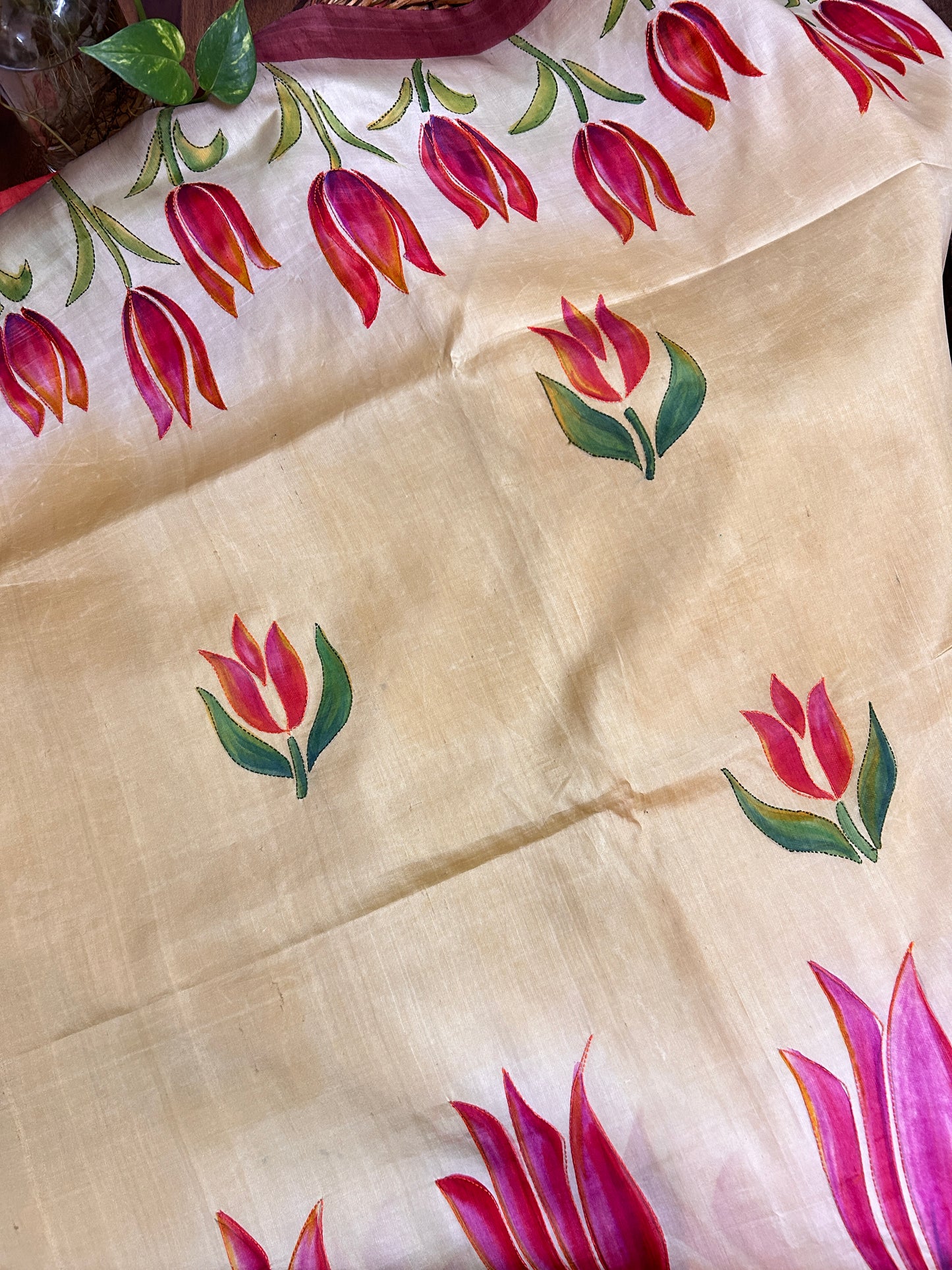 Handcrafted Saree: A Fusion of Painting and Embroidery