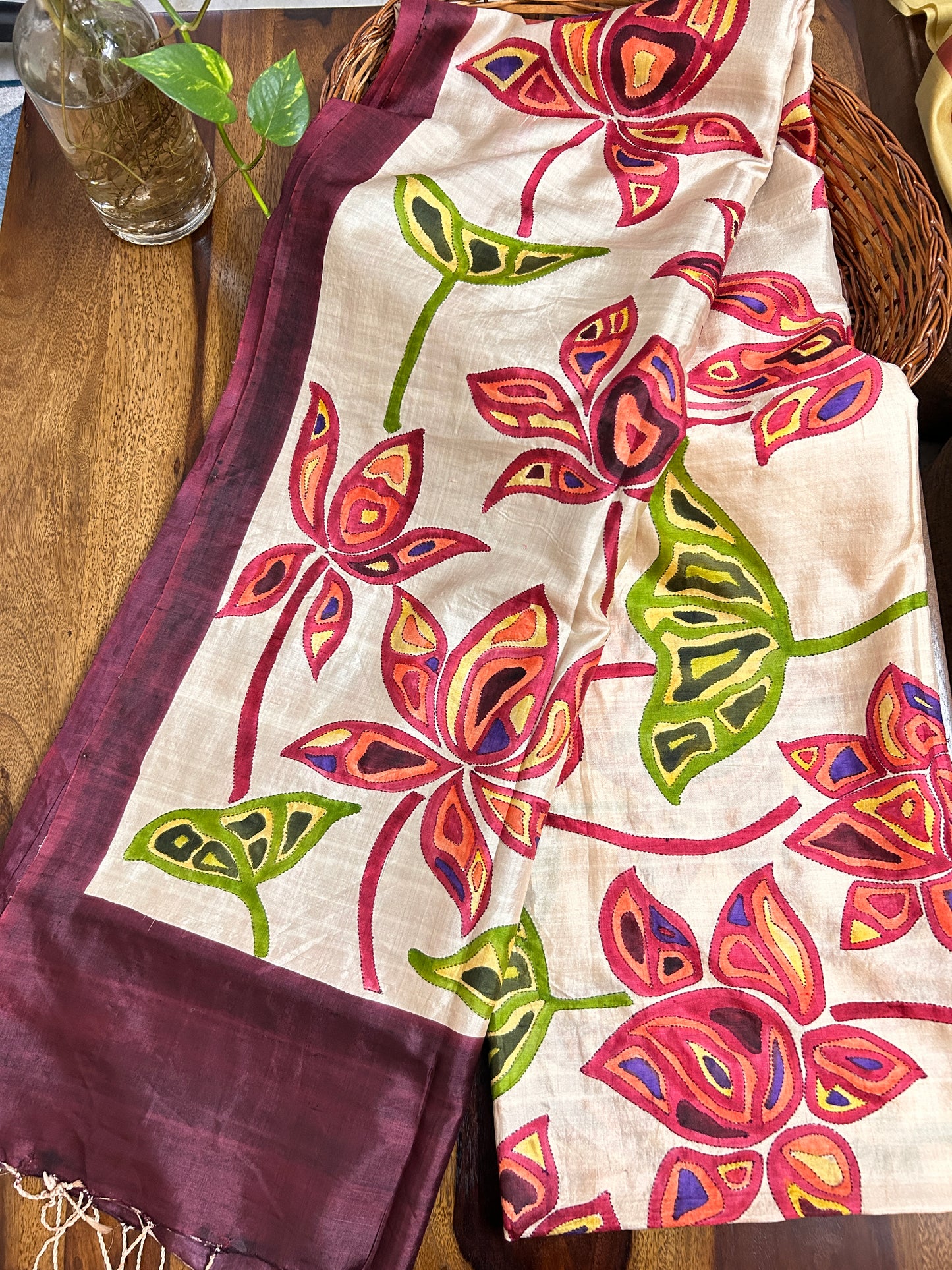 Handcrafted Saree: A Fusion of Painting and Embroidery