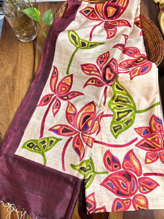Handcrafted Saree: A Fusion of Painting and Embroidery