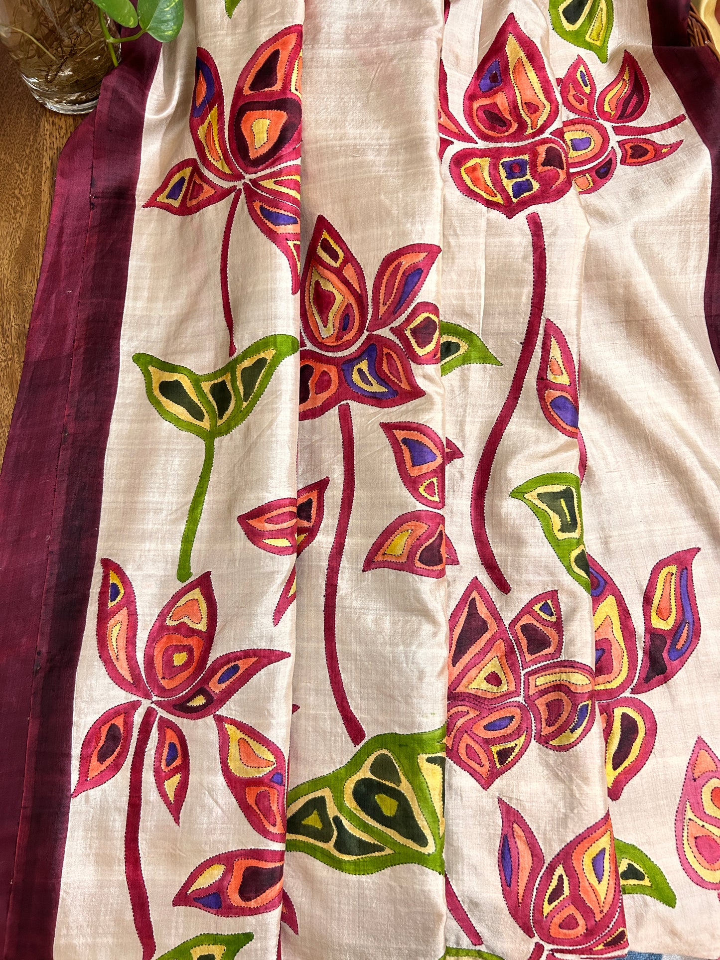 Handcrafted Saree: A Fusion of Painting and Embroidery