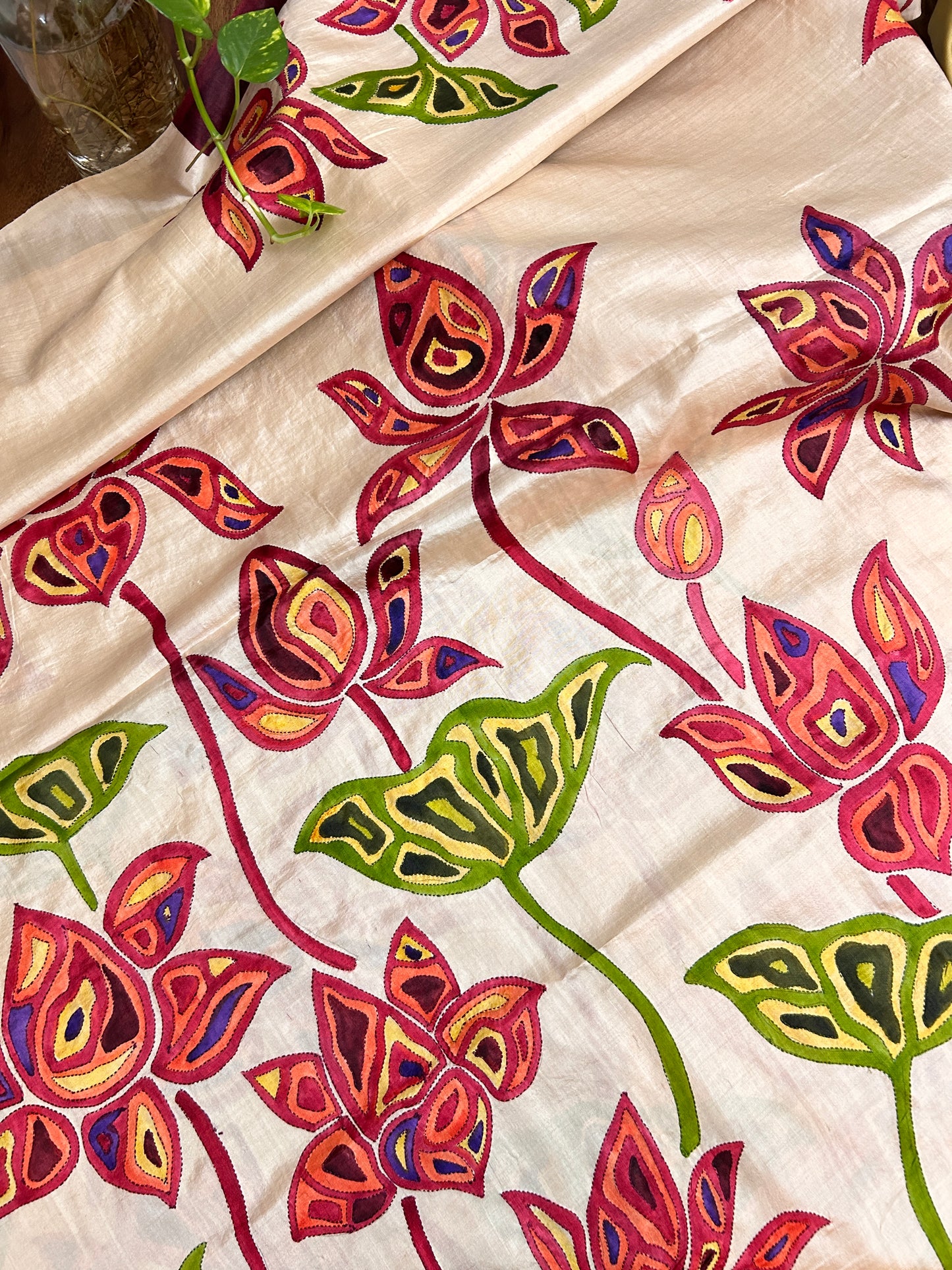 Handcrafted Saree: A Fusion of Painting and Embroidery