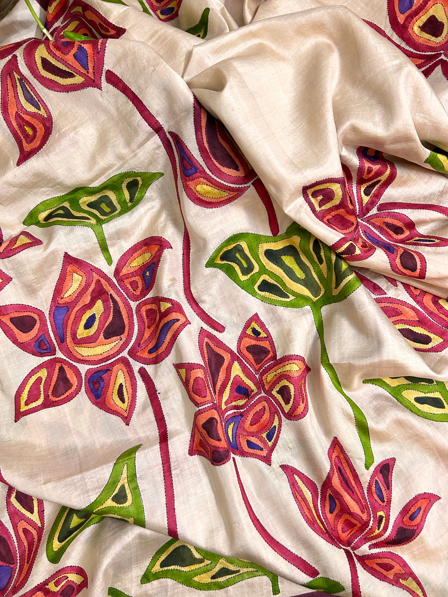 Handcrafted Saree: A Fusion of Painting and Embroidery