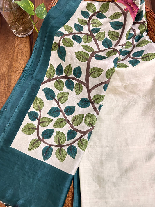 Handcrafted Saree: A Fusion of Painting and Embroidery