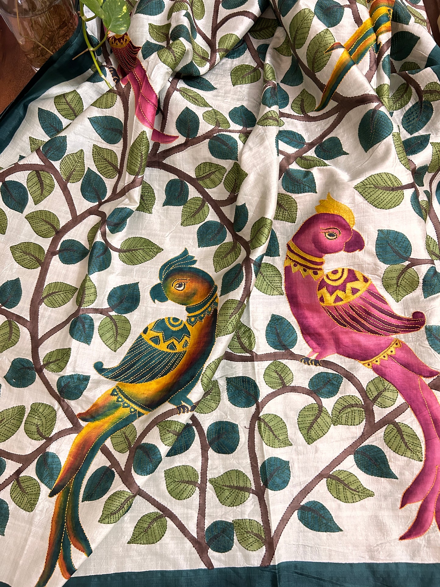 Handcrafted Saree: A Fusion of Painting and Embroidery