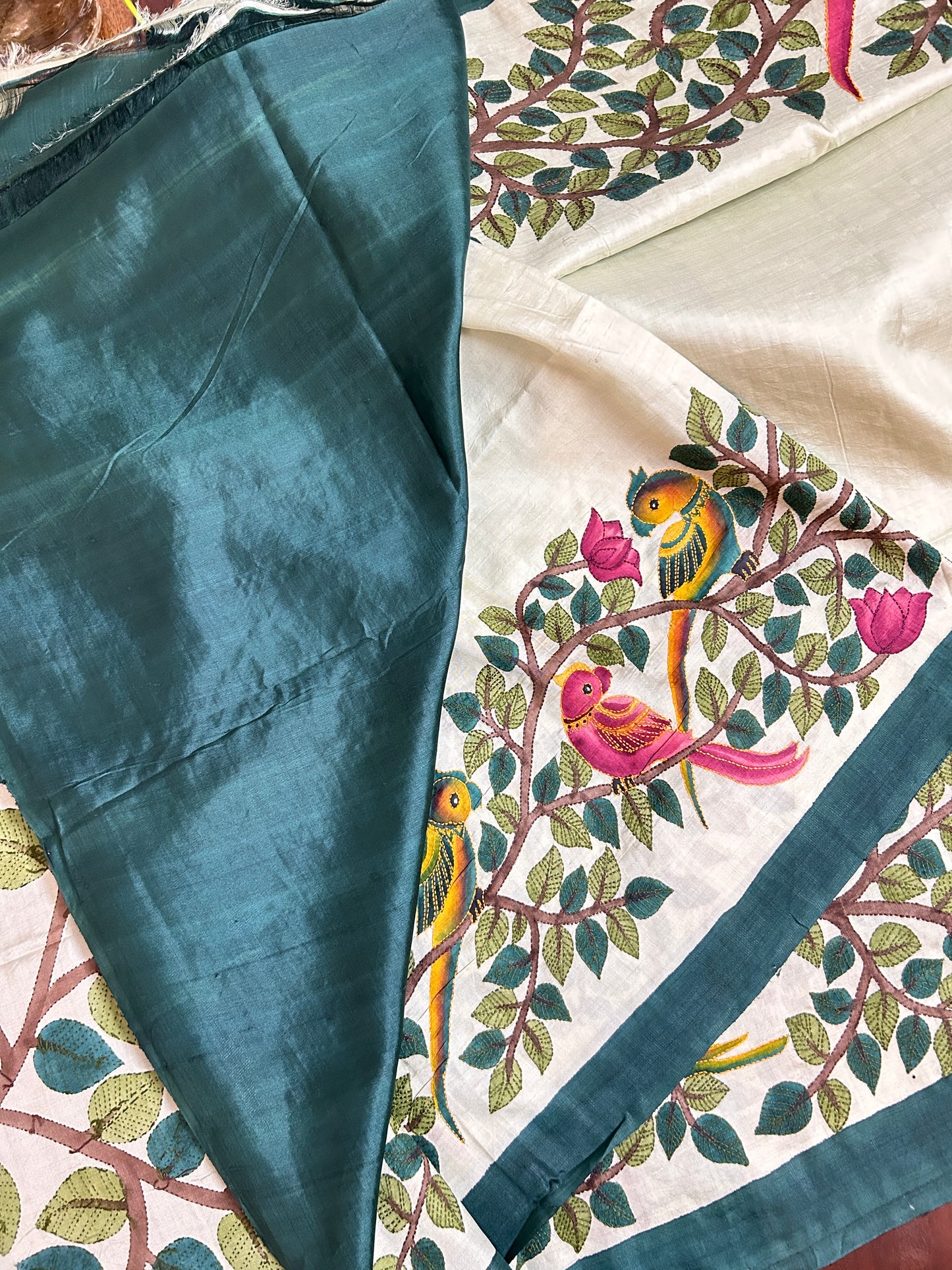 Handcrafted Saree: A Fusion of Painting and Embroidery