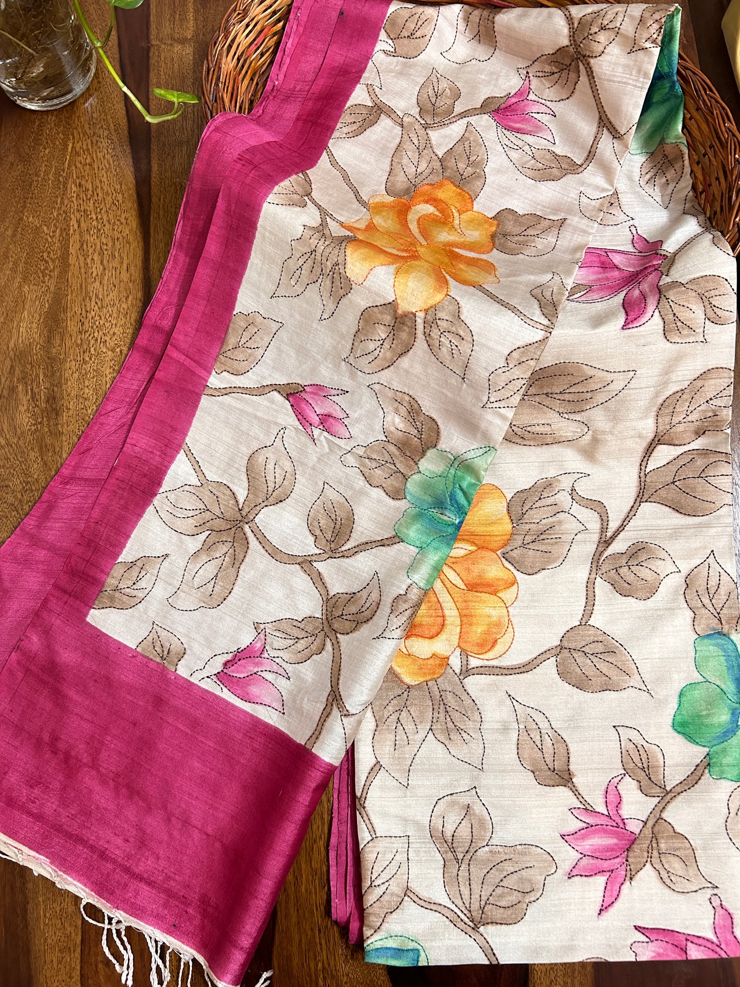 Handcrafted Saree: A Fusion of Painting and Embroidery