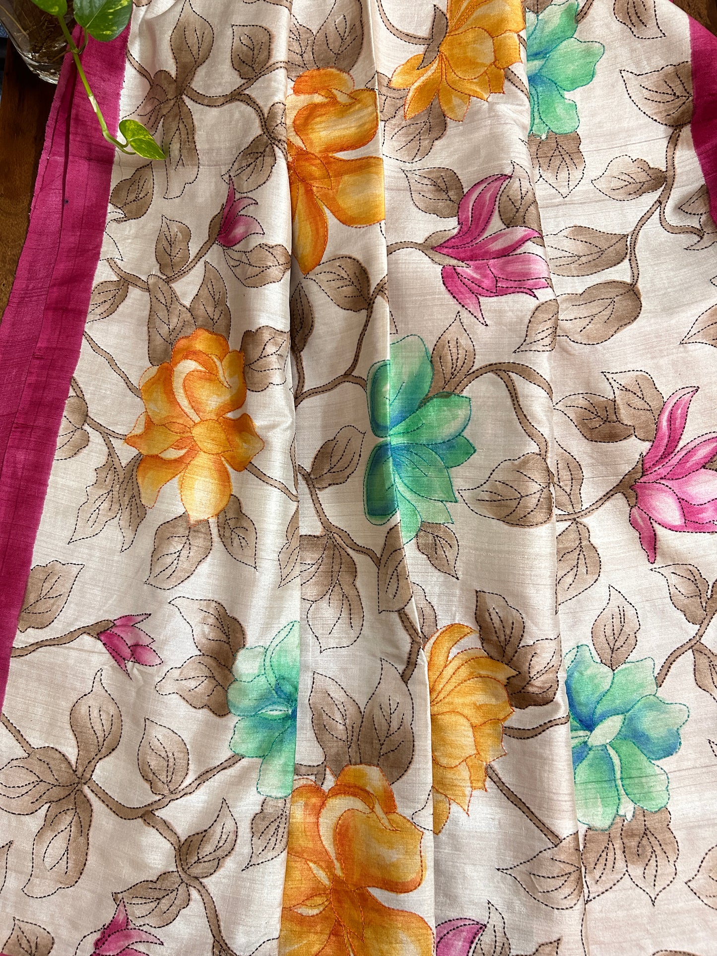 Handcrafted Saree: A Fusion of Painting and Embroidery