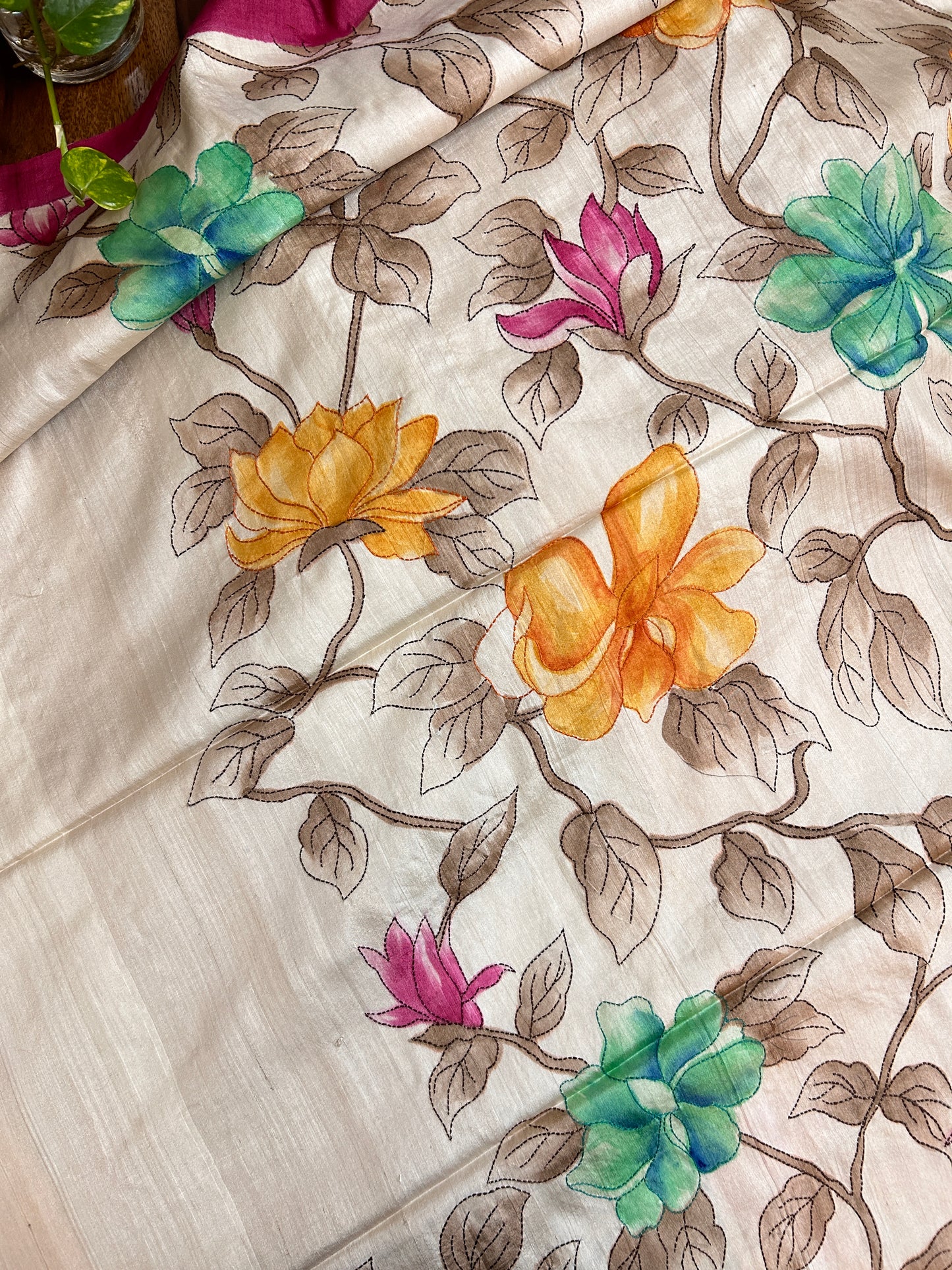 Handcrafted Saree: A Fusion of Painting and Embroidery