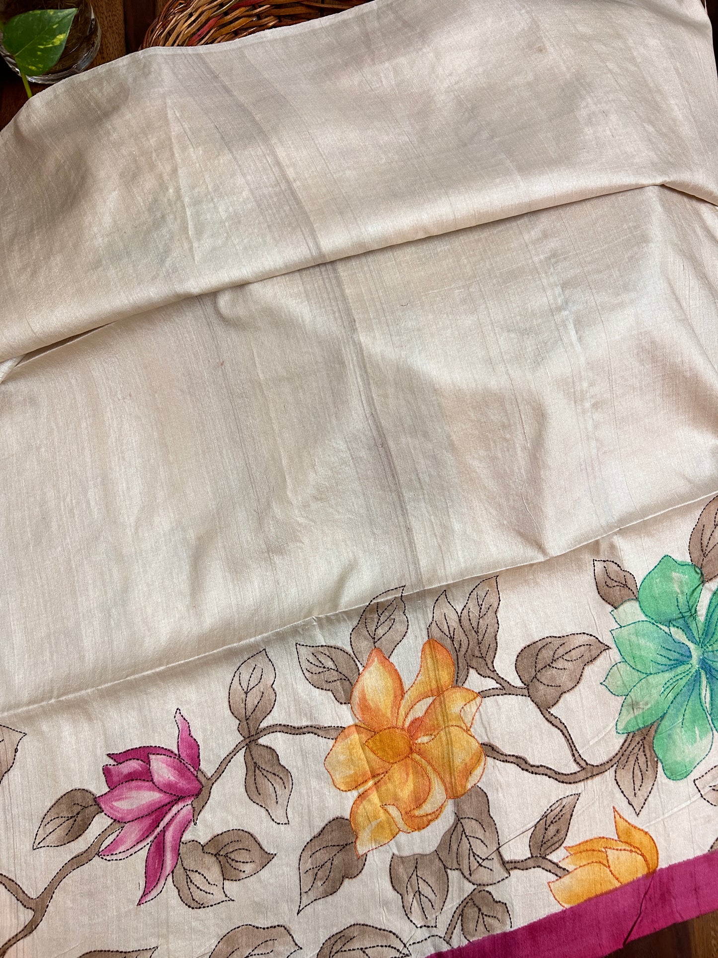 Handcrafted Saree: A Fusion of Painting and Embroidery