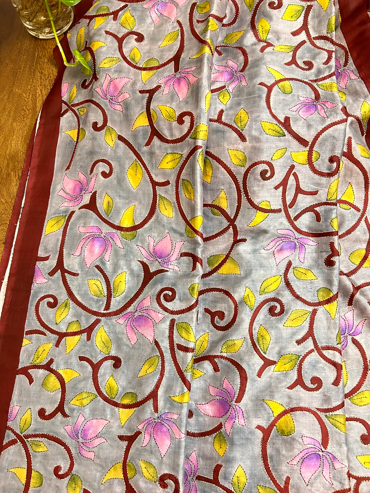 Handcrafted Saree: A Fusion of Painting and Embroidery