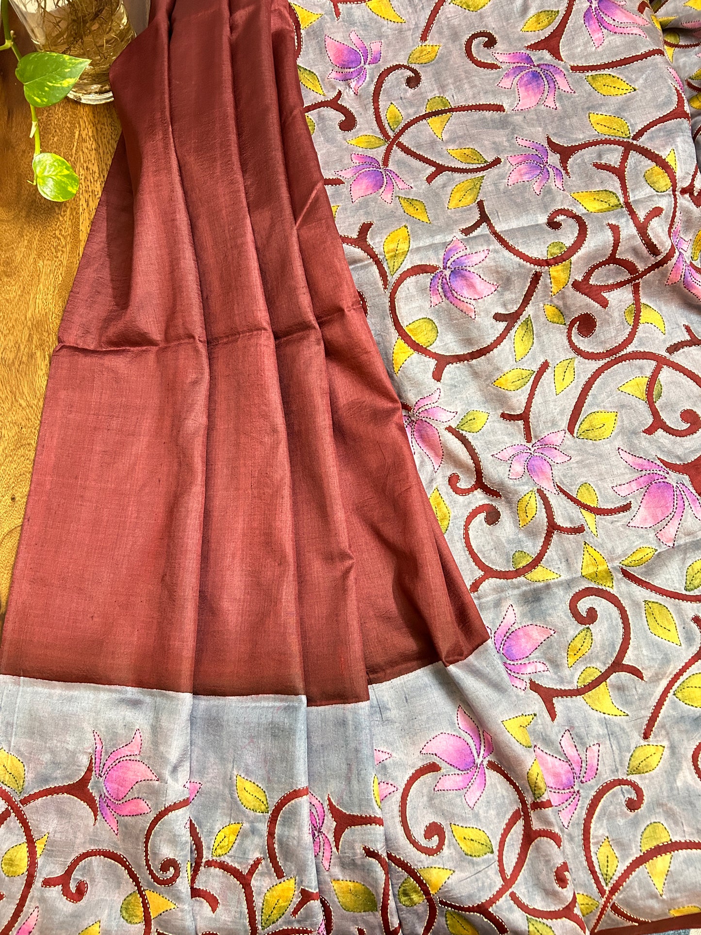 Handcrafted Saree: A Fusion of Painting and Embroidery