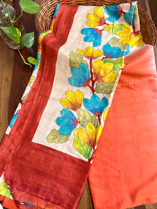 Handcrafted Saree: A Fusion of Painting and Embroidery