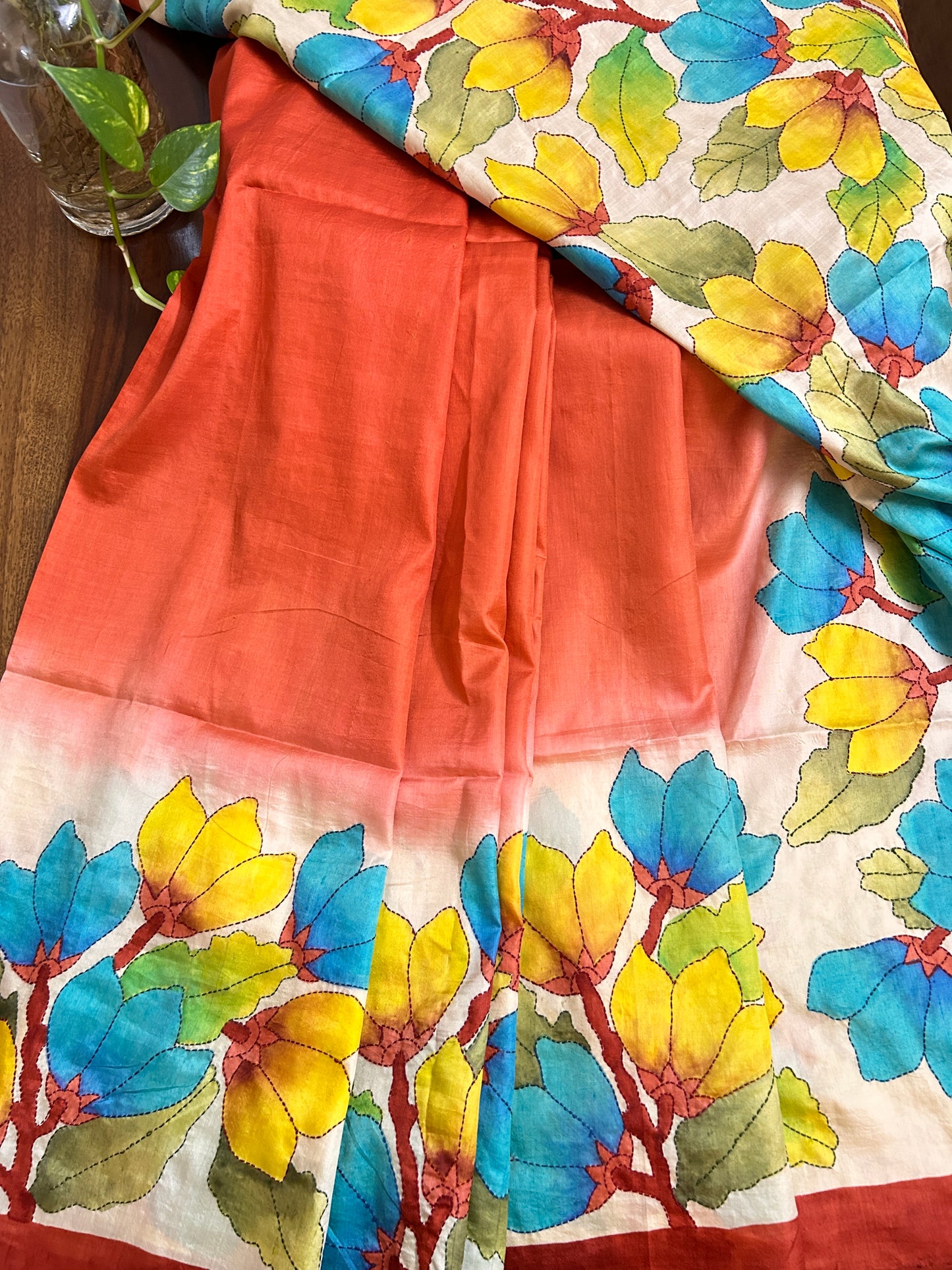 Handcrafted Saree: A Fusion of Painting and Embroidery