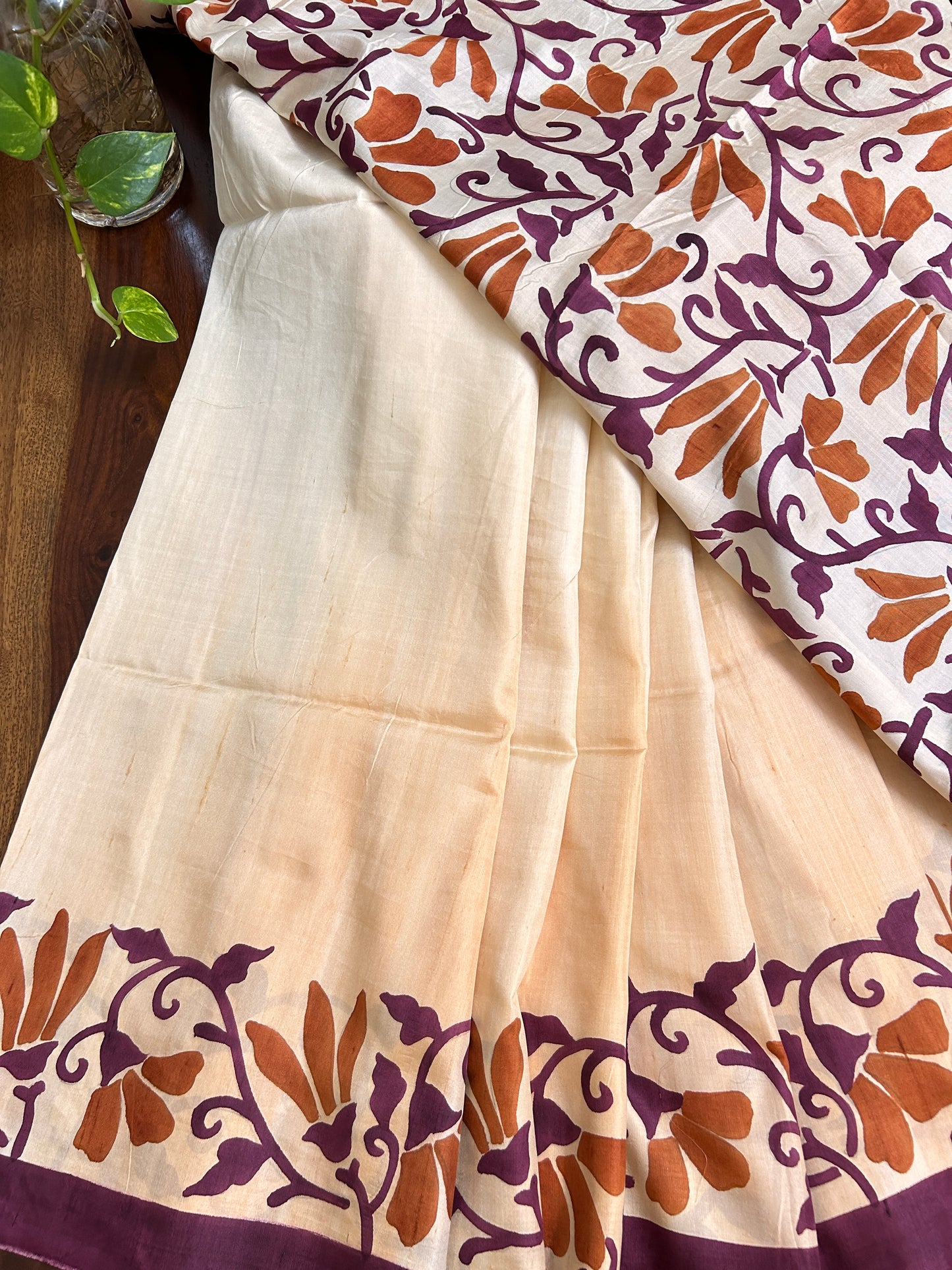 Hand painted Mulberry Silk: Motifs of the Alpona art