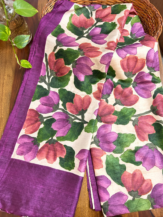 Handcrafted Saree: A Fusion of Painting and Embroidery