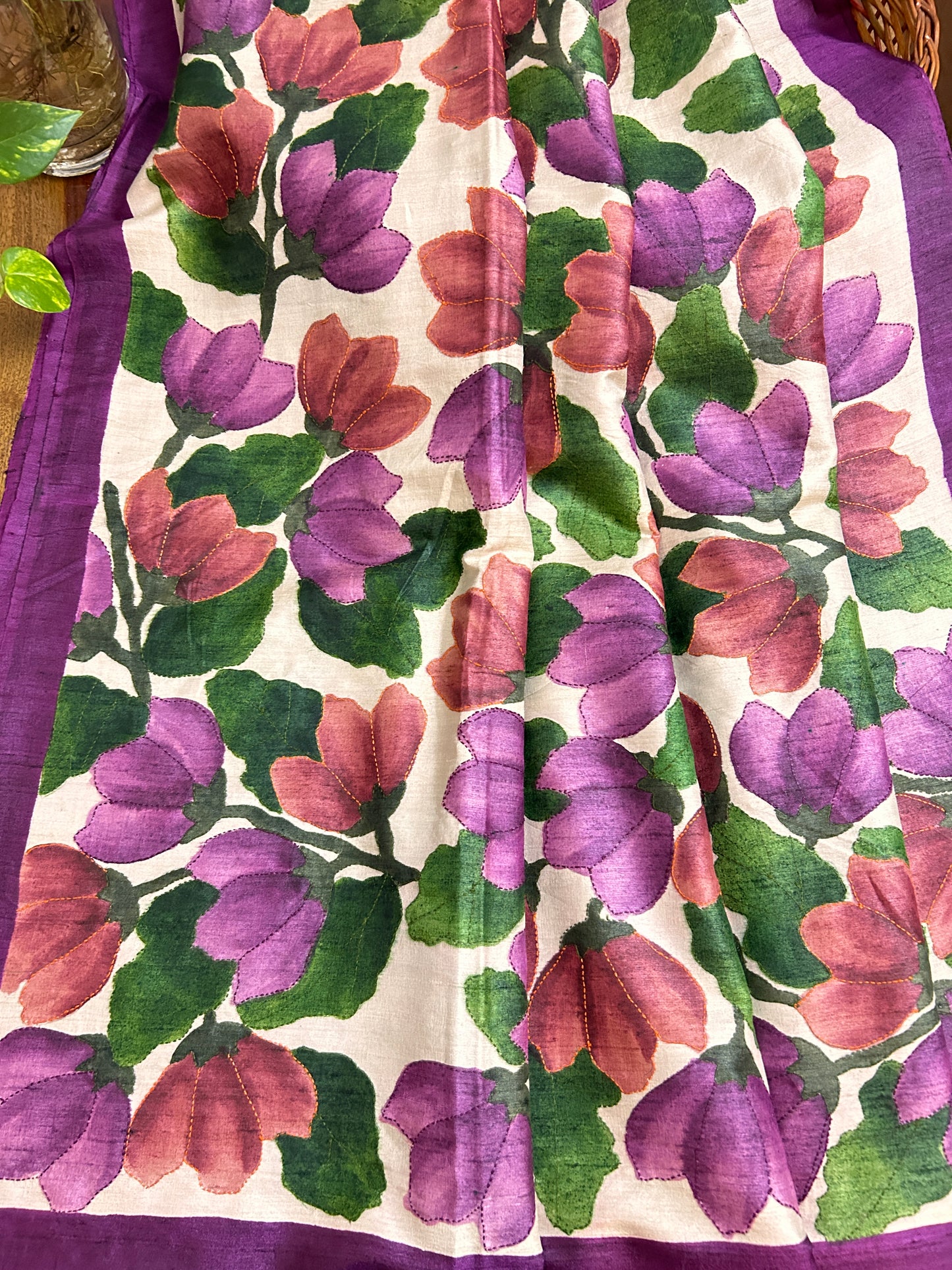 Handcrafted Saree: A Fusion of Painting and Embroidery