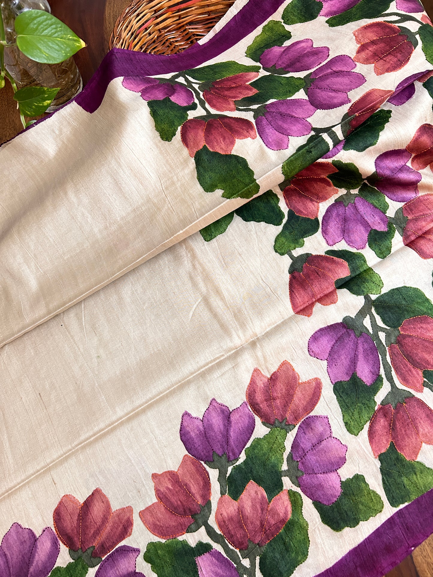 Handcrafted Saree: A Fusion of Painting and Embroidery