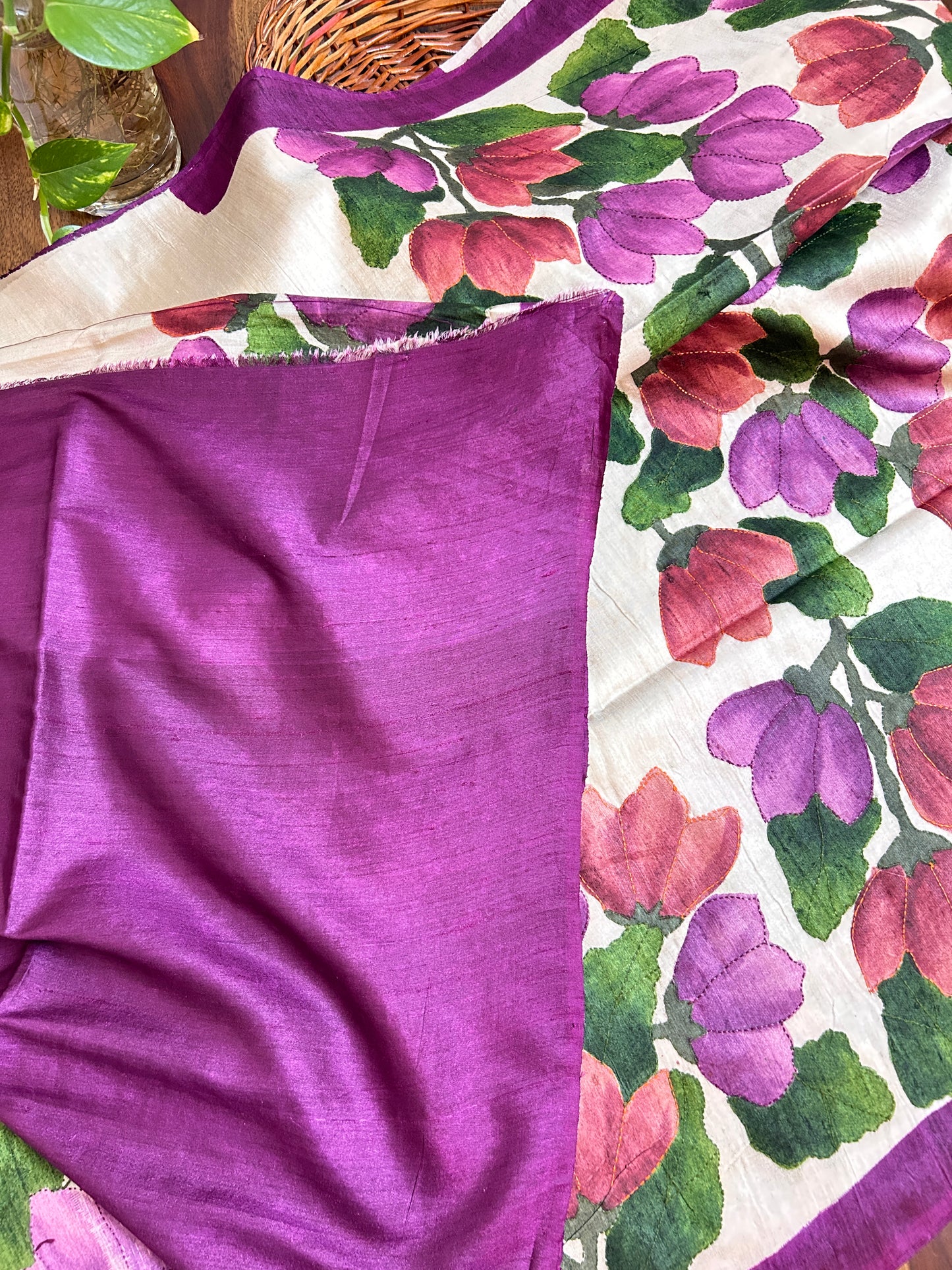 Handcrafted Saree: A Fusion of Painting and Embroidery
