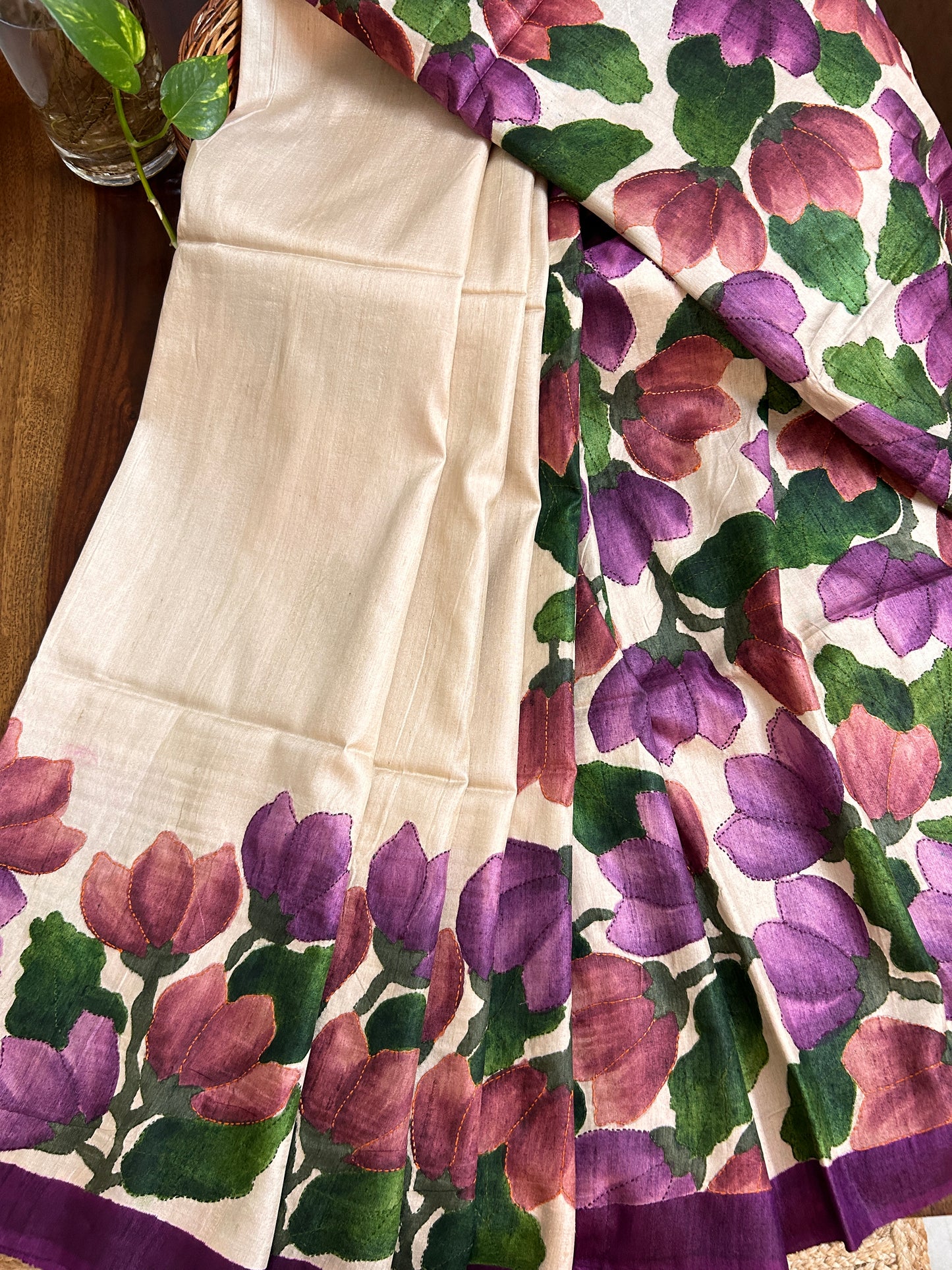 Handcrafted Saree: A Fusion of Painting and Embroidery