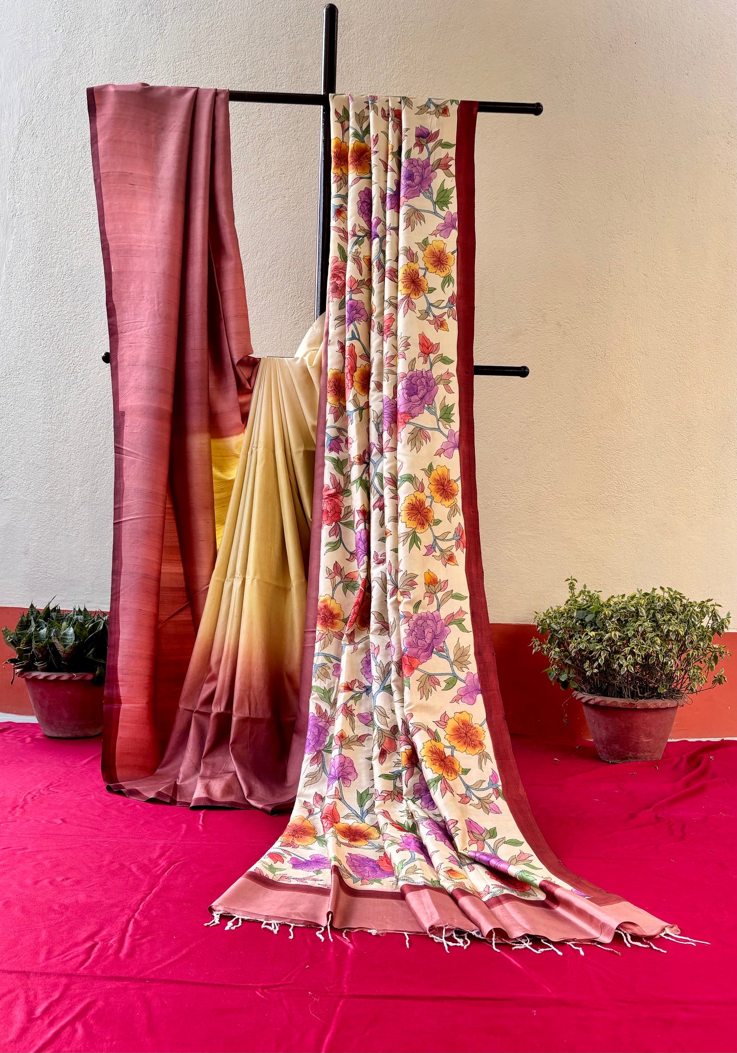 Handcrafted Saree: A Fusion of Painting and Hand Embroidery