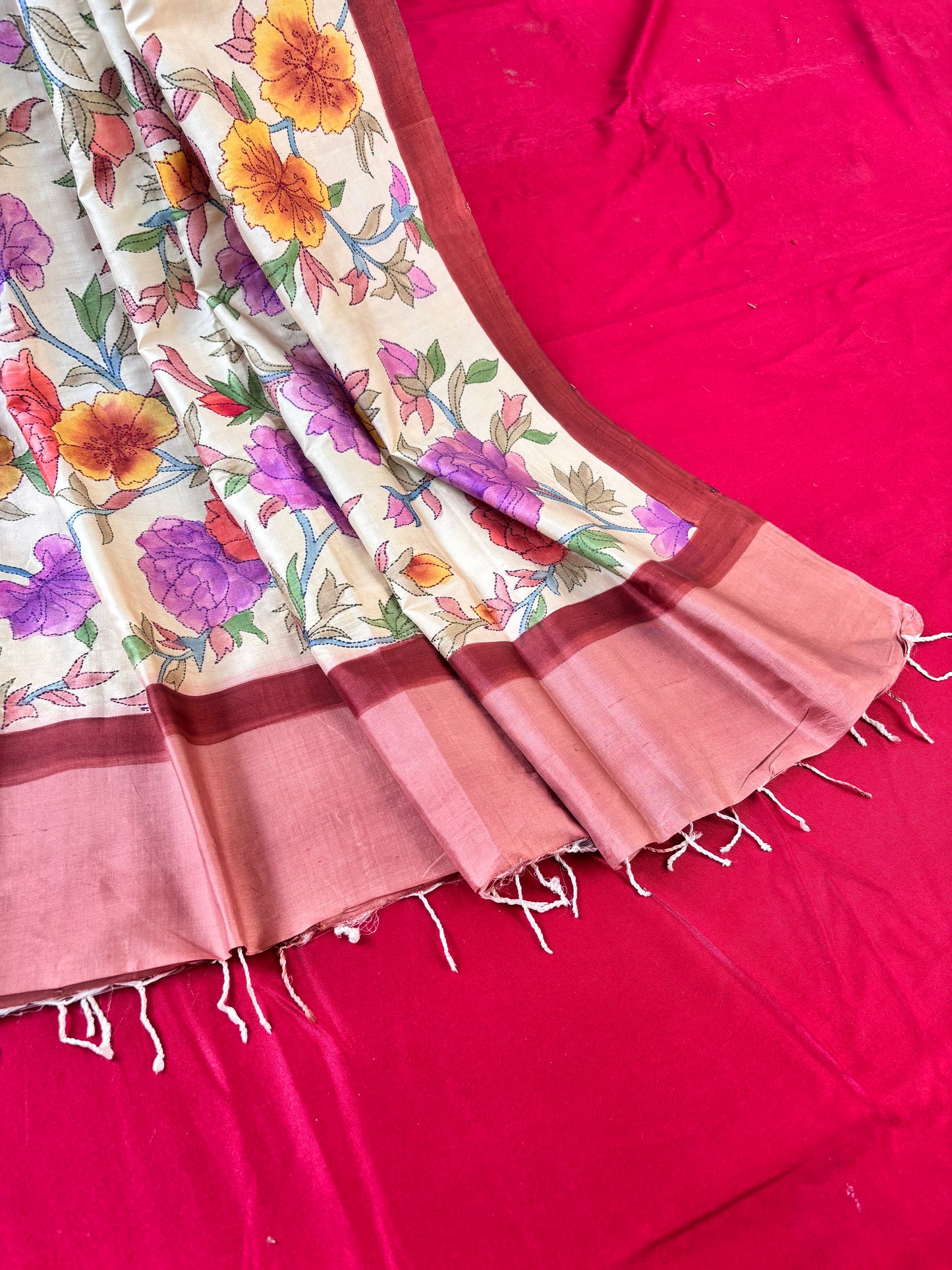 Handcrafted Saree: A Fusion of Painting and Hand Embroidery