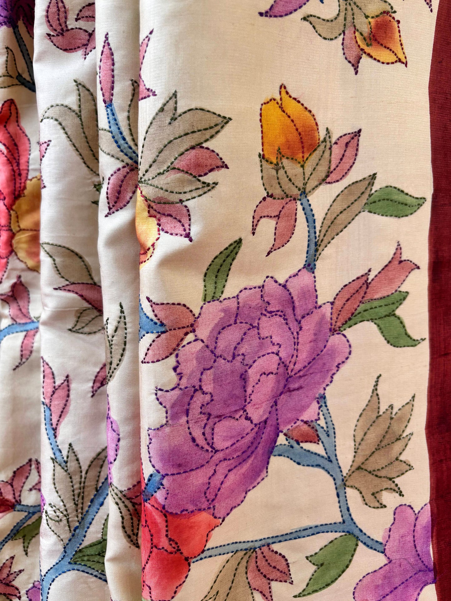Handcrafted Saree: A Fusion of Painting and Hand Embroidery