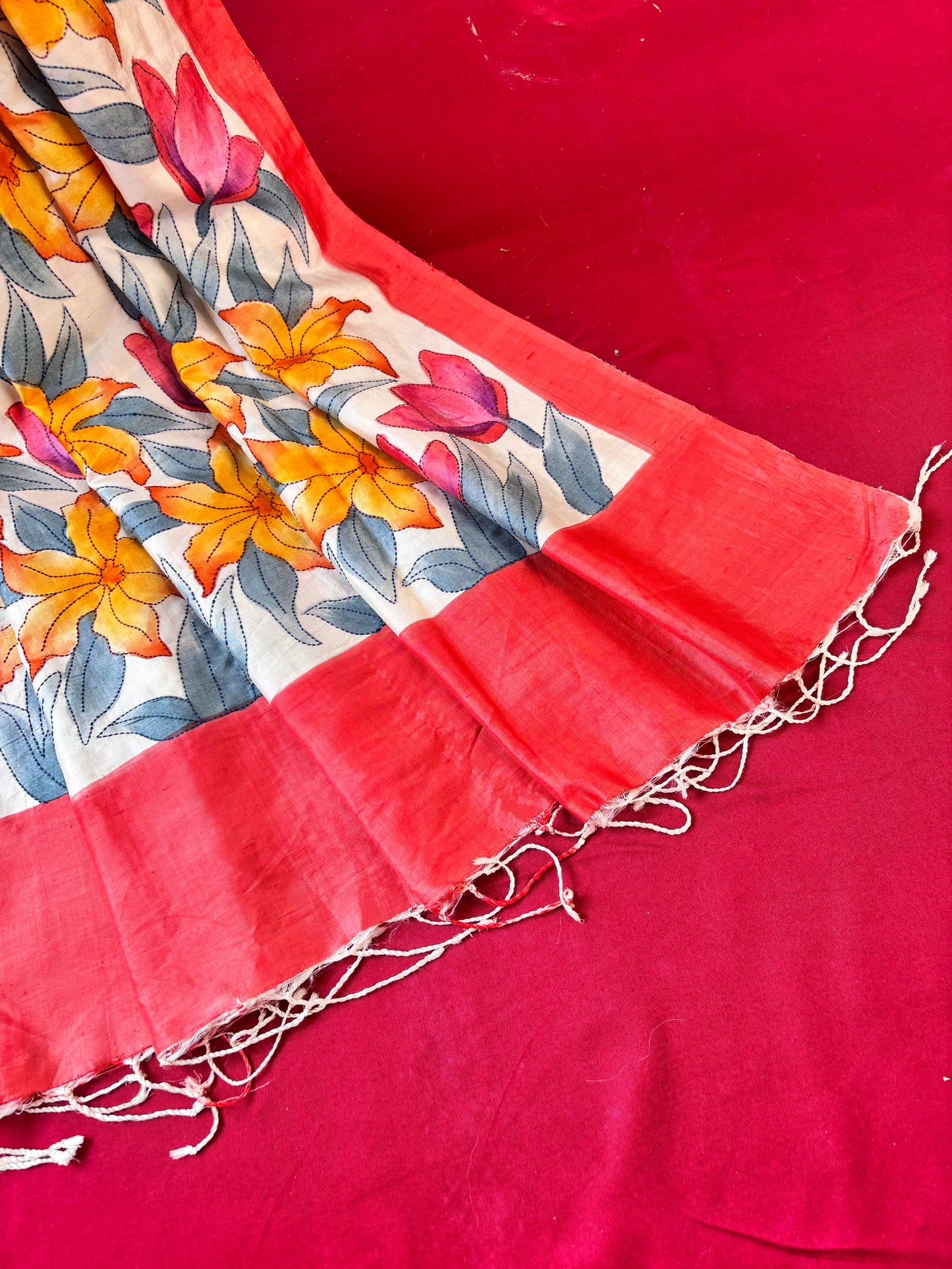 Handcrafted Saree: A Fusion of Painting and Hand Embroidery
