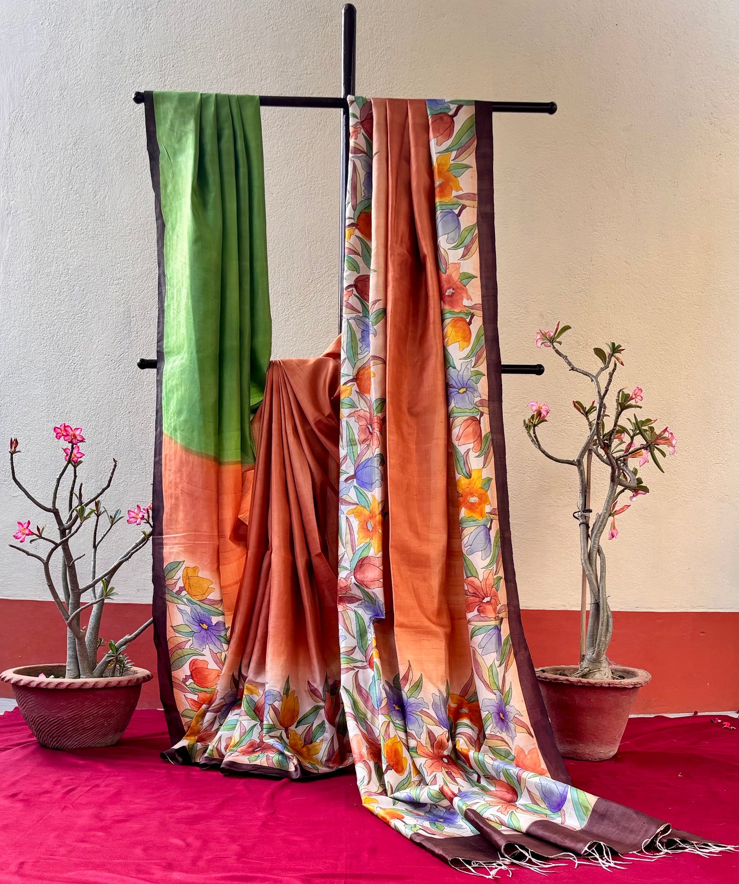 Handcrafted Saree: A Fusion of Painting and Hand Embroidery