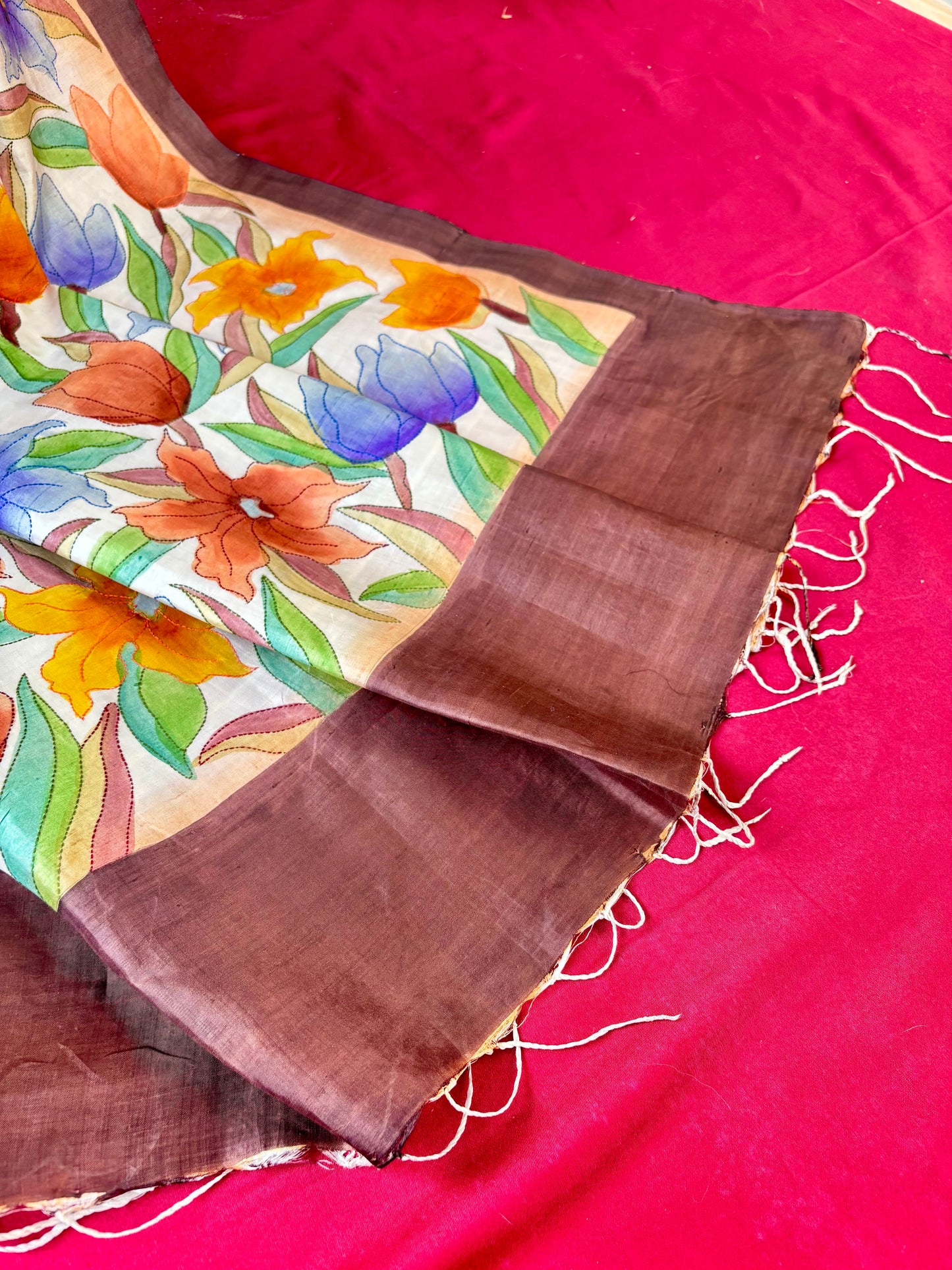 Handcrafted Saree: A Fusion of Painting and Hand Embroidery