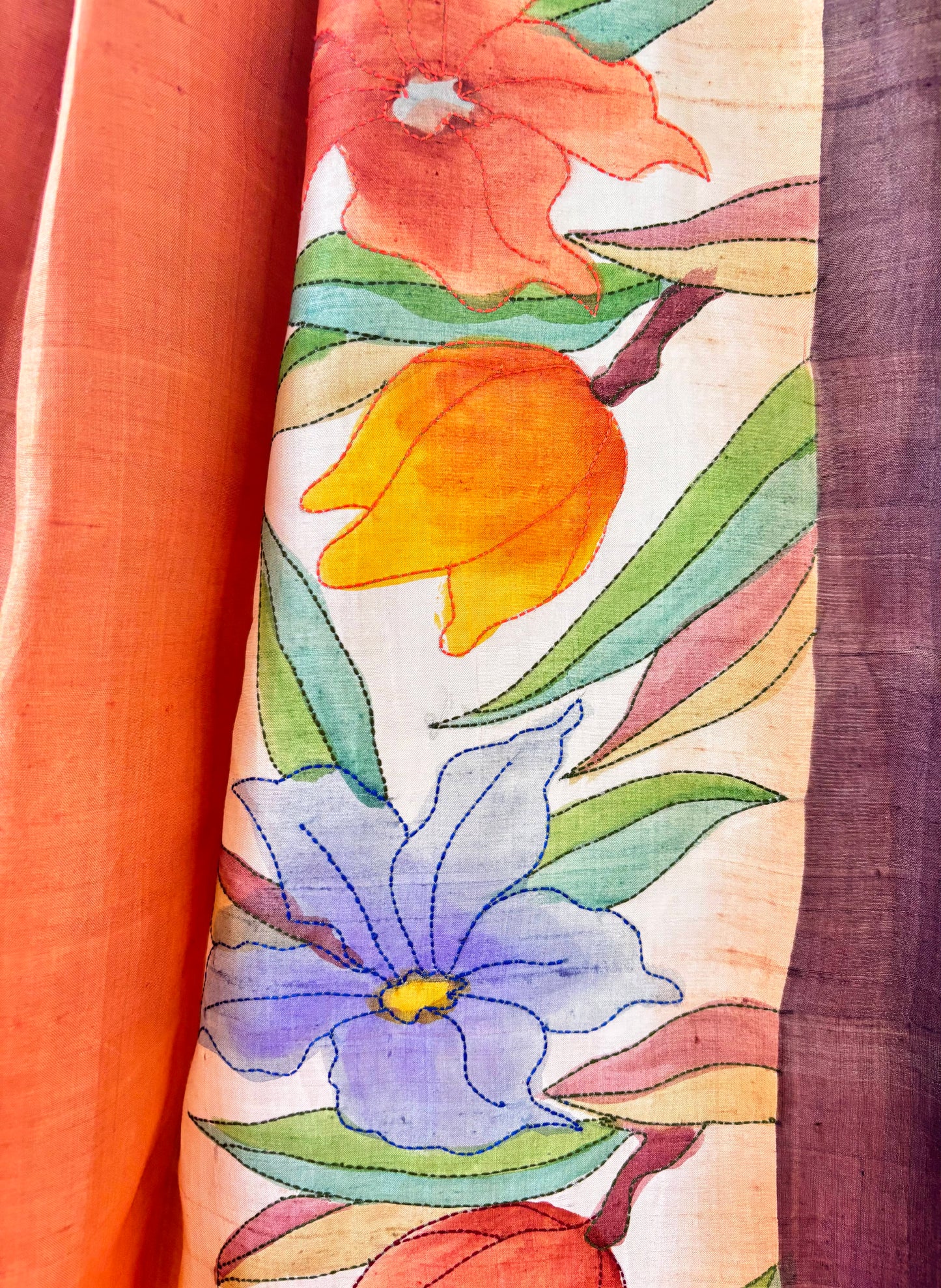 Handcrafted Saree: A Fusion of Painting and Hand Embroidery