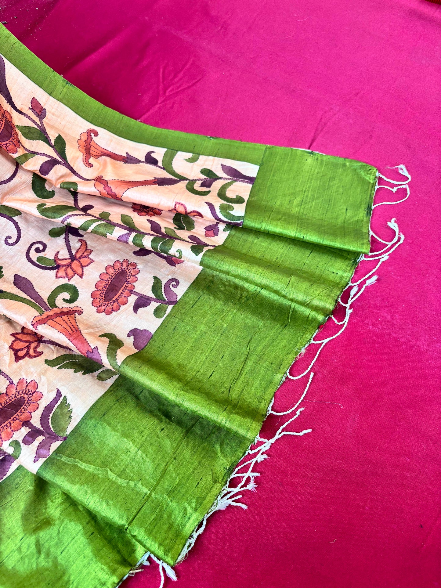 Handcrafted Saree: A Fusion of Painting and Hand Embroidery
