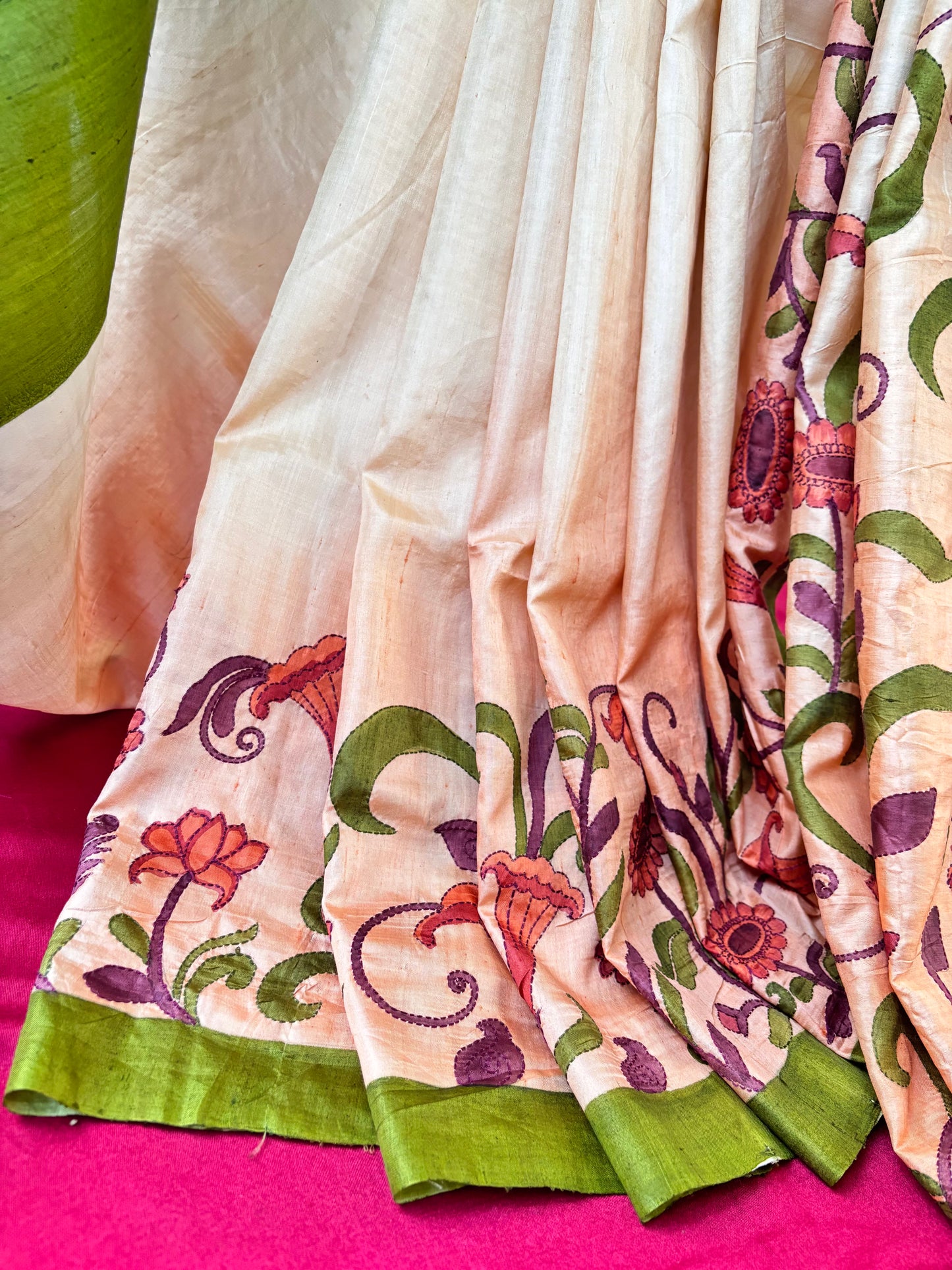 Handcrafted Saree: A Fusion of Painting and Hand Embroidery