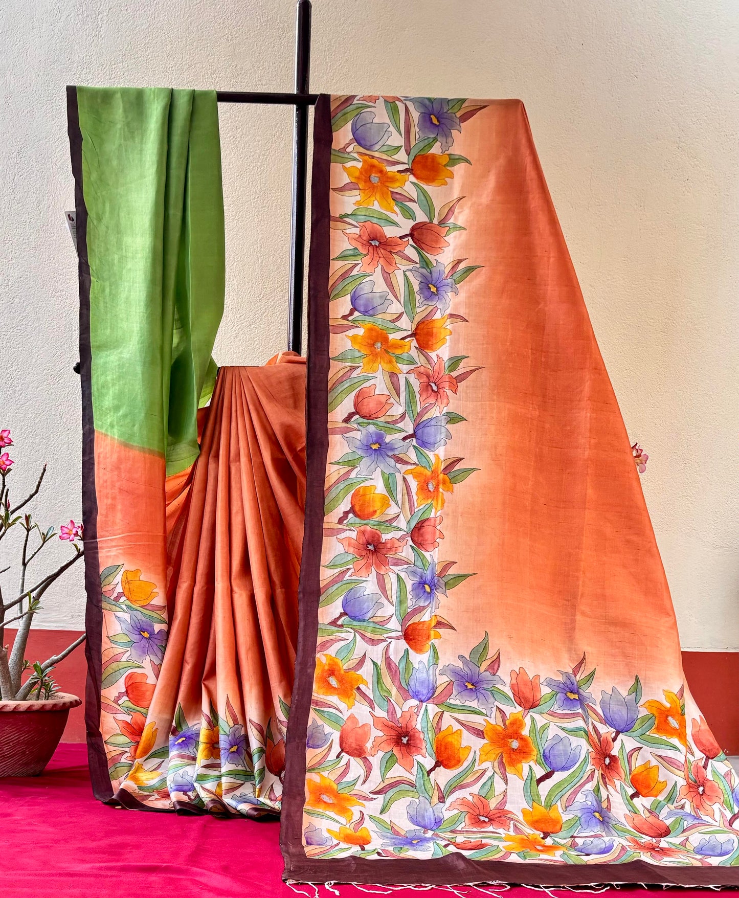 Handcrafted Saree: A Fusion of Painting and Hand Embroidery