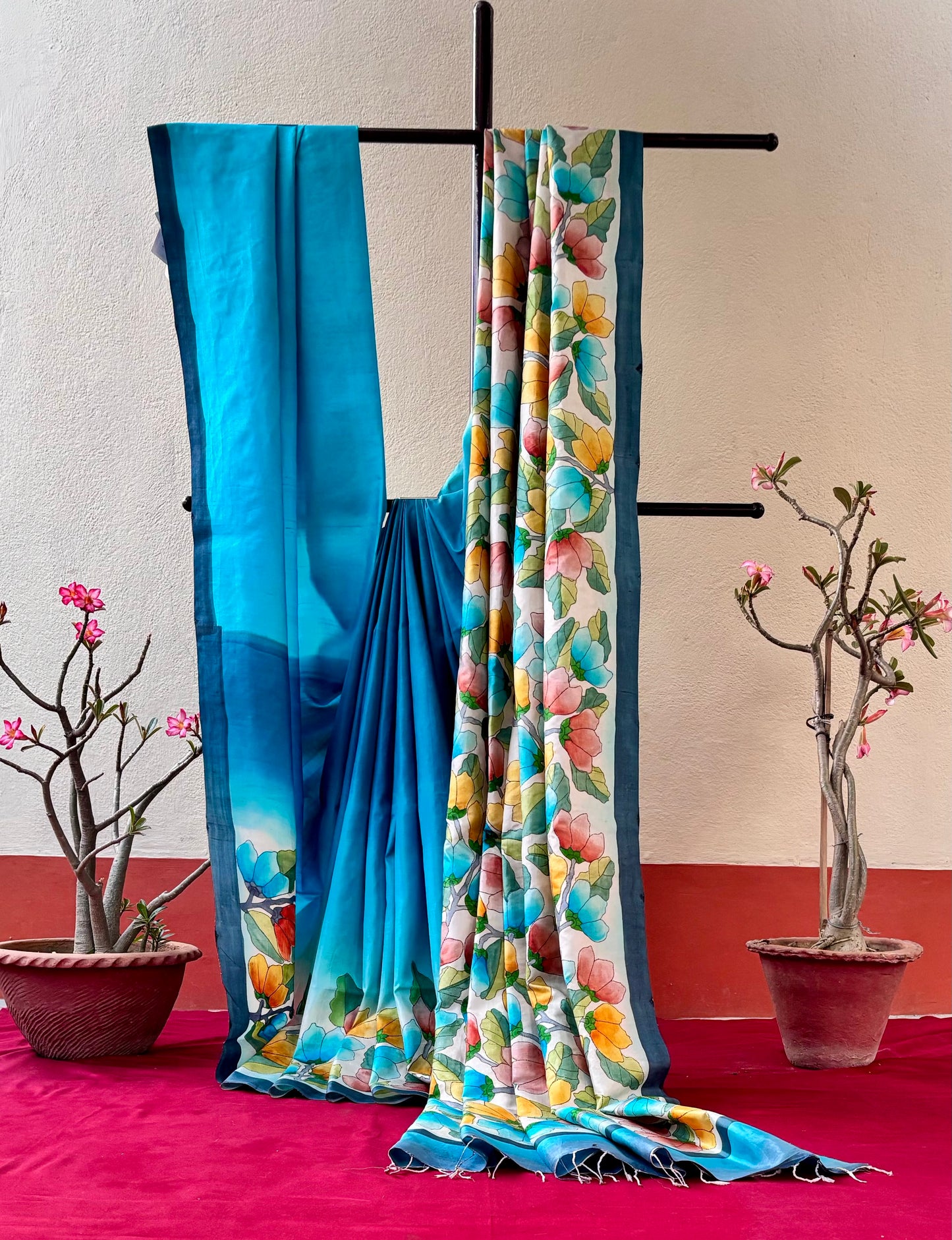 Handcrafted Saree: A Fusion of Painting and Hand Embroidery
