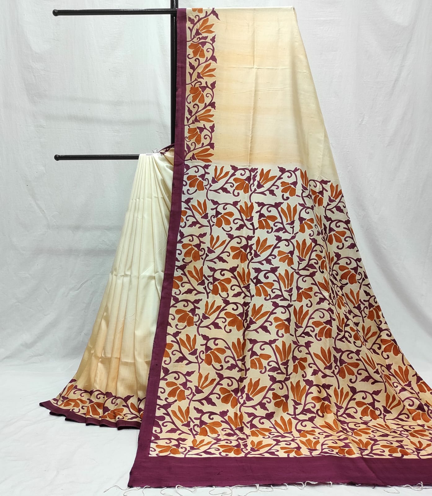 Hand painted Mulberry Silk: Motifs of the Alpona art