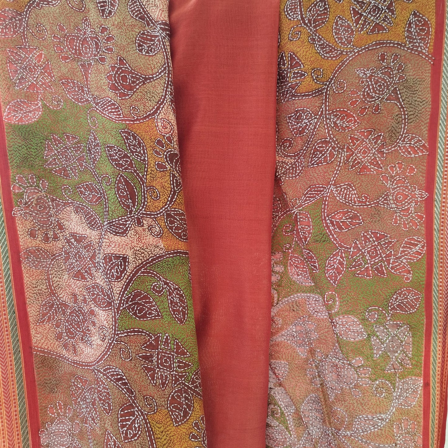 Handcrafted Kantha Saree: Reverse Kantha Delight