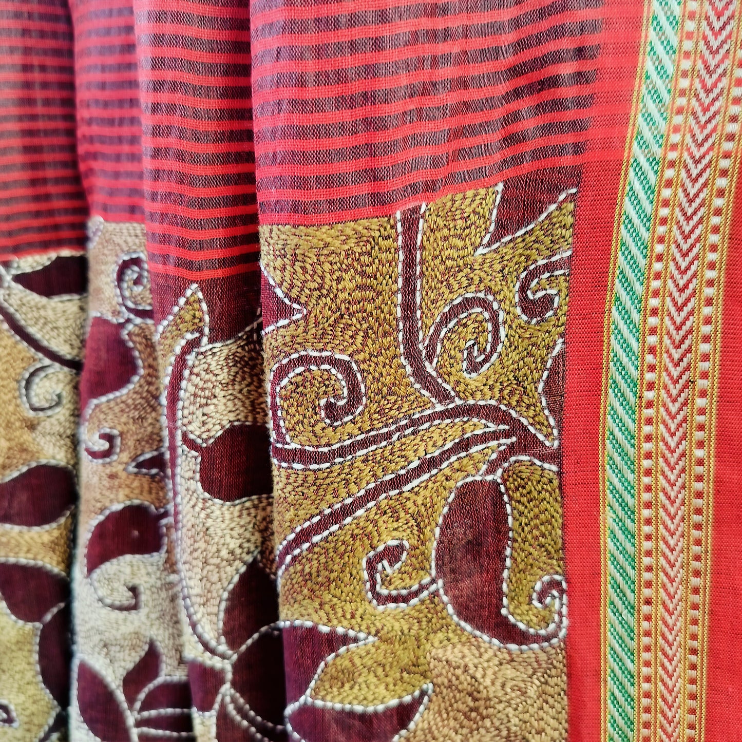 Handcrafted Kantha Saree: Reverse Kantha Delight