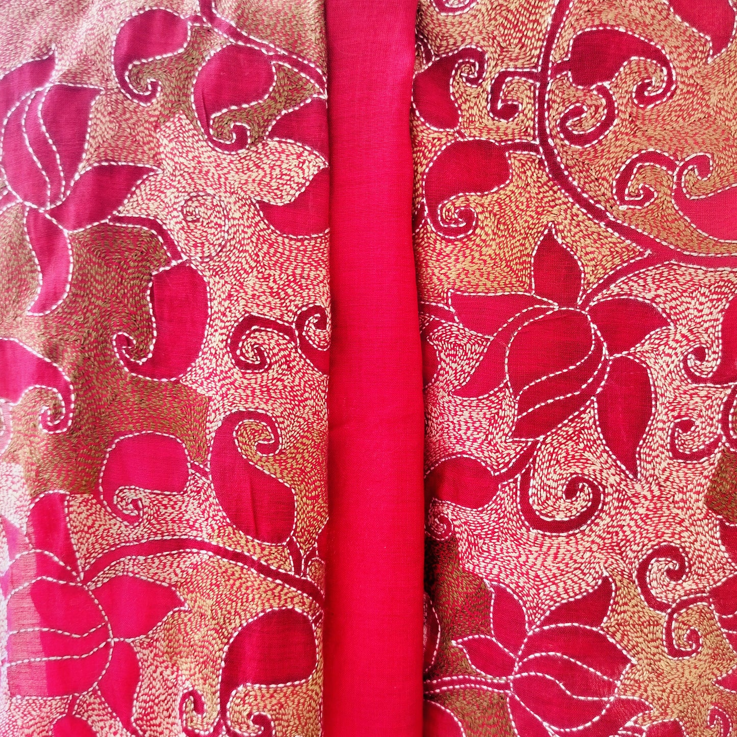 Handcrafted Kantha Saree: Reverse Kantha Delight