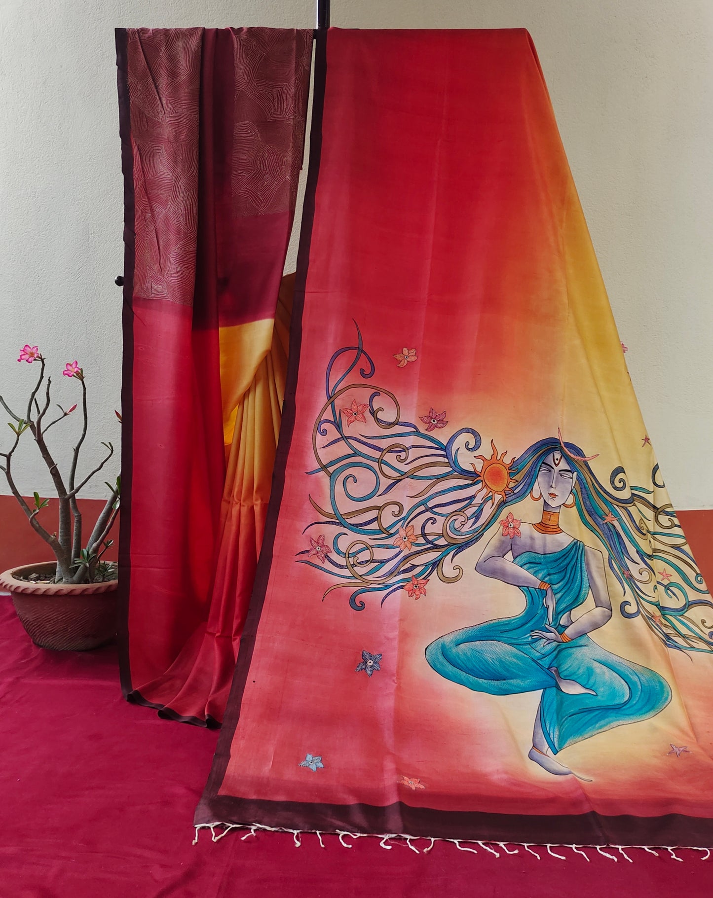 Handcrafted Portrait Saree: A Fusion of Painting and Hand Embroidery
