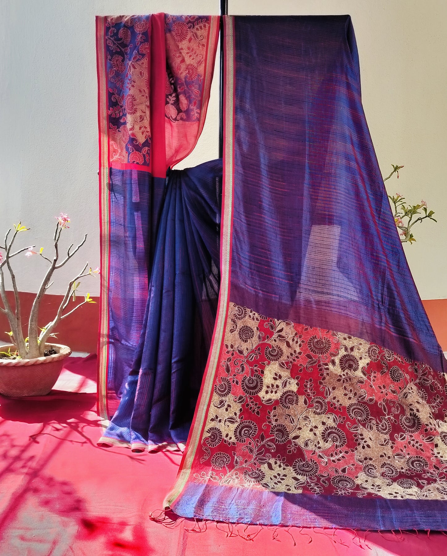 Handcrafted Kantha Saree: Reverse Kantha Delight