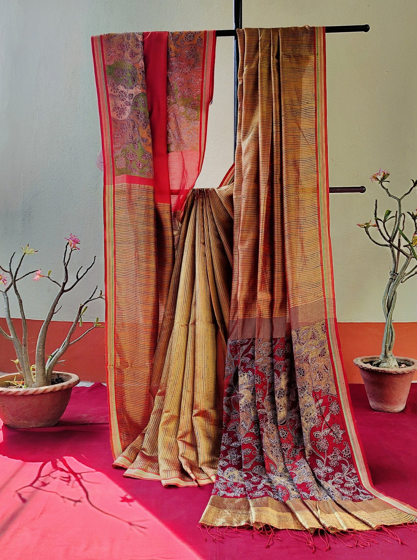 Handcrafted Kantha Saree: Reverse Kantha Delight