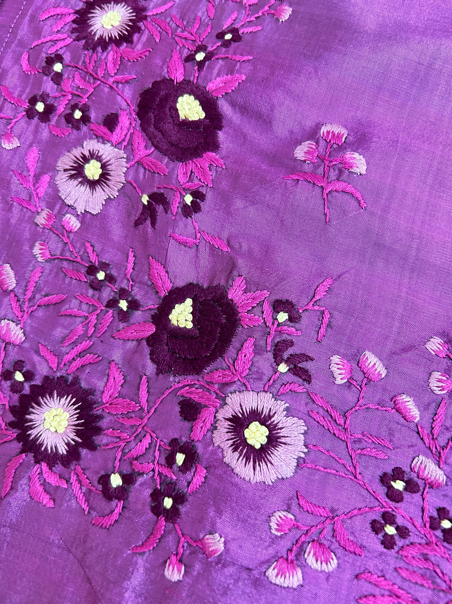 Handcrafted Parsi Embroidery Saree: Hand embroidered Parsi