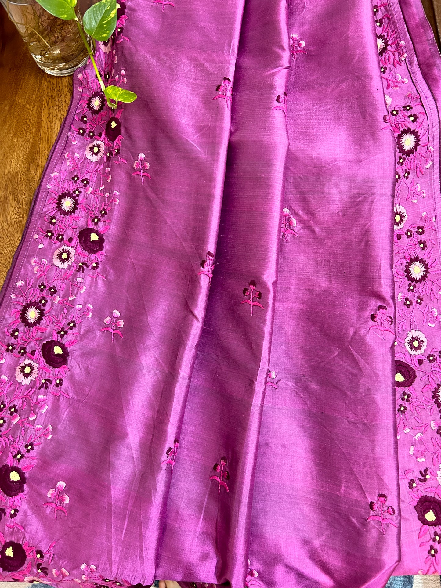 Handcrafted Parsi Embroidery Saree: Hand embroidered Parsi