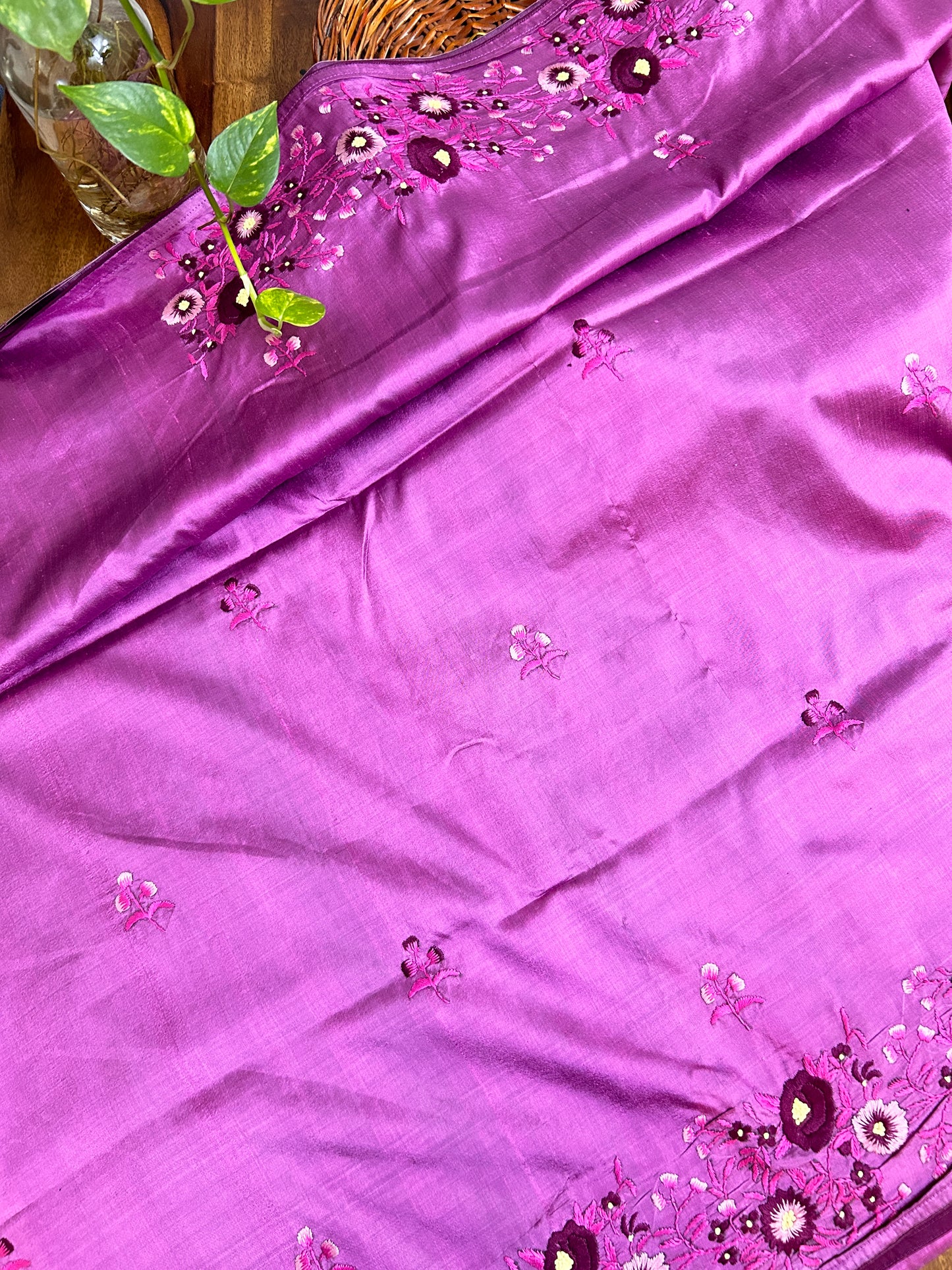 Handcrafted Parsi Embroidery Saree: Hand embroidered Parsi