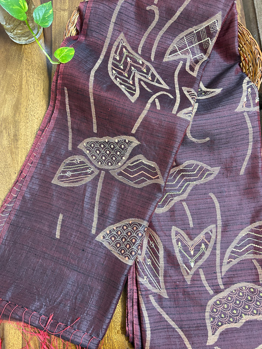 Handcrafted Kantha Saree: Contemporary Jamdani with Kantha