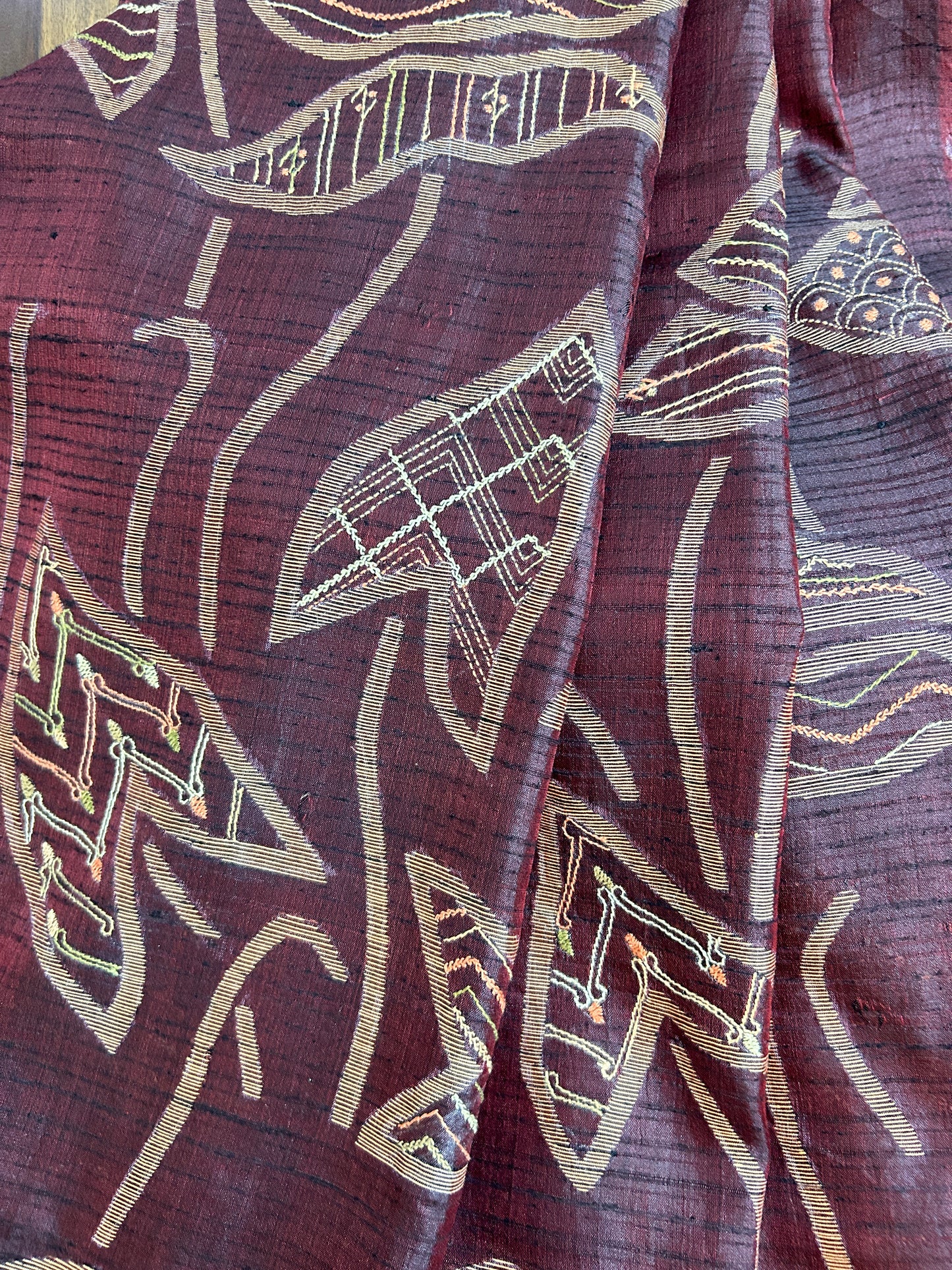 Handcrafted Kantha Saree: Contemporary Jamdani with Kantha