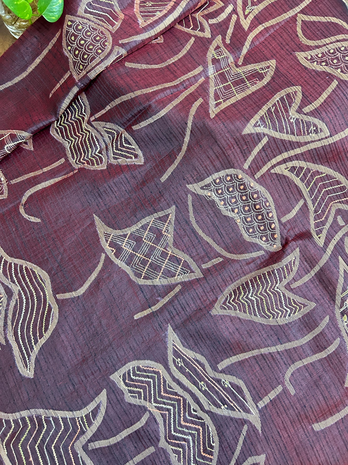 Handcrafted Kantha Saree: Contemporary Jamdani with Kantha