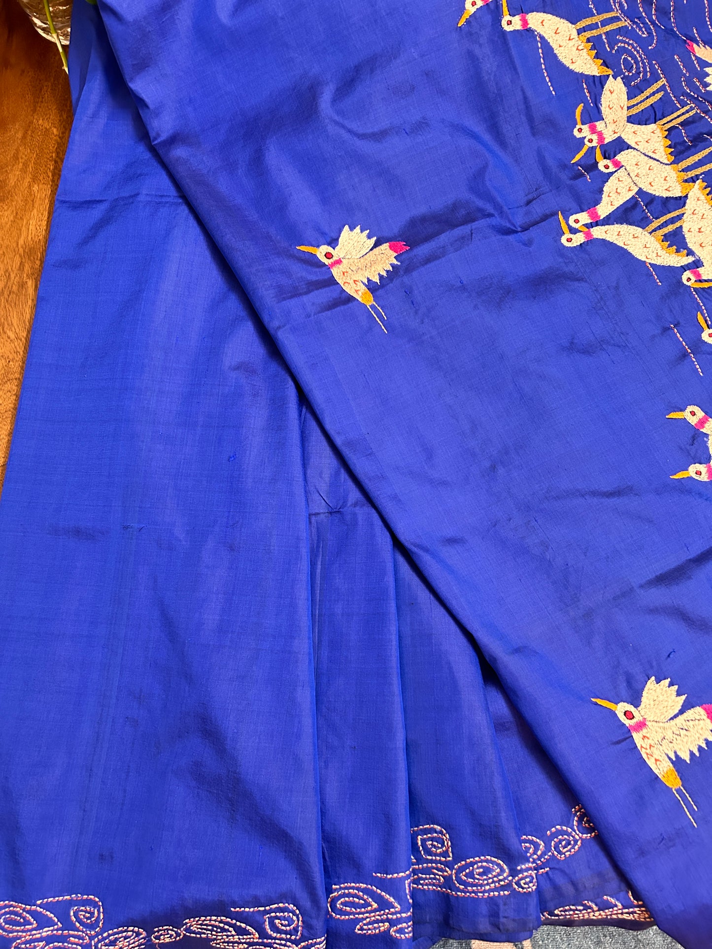 Handcrafted Kantha Saree: A Fusion of Parsi and Kantha Hand Embroidery