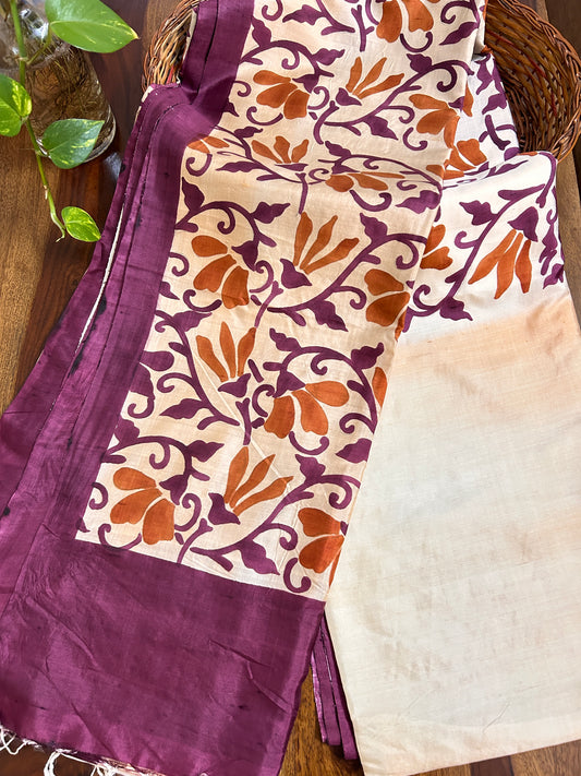 Hand painted Mulberry Silk: Motifs of the Alpona art