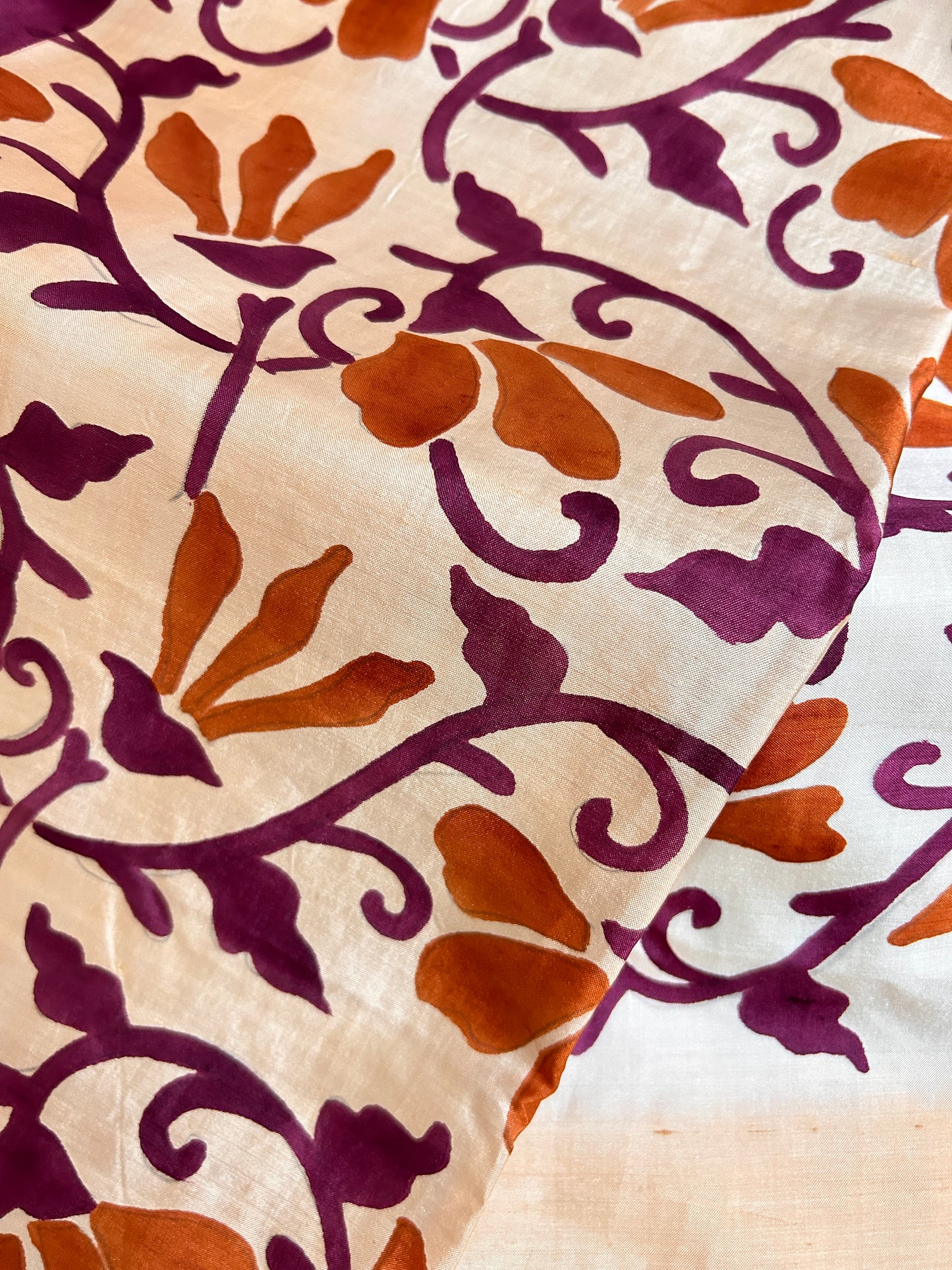 Hand painted Mulberry Silk: Motifs of the Alpona art